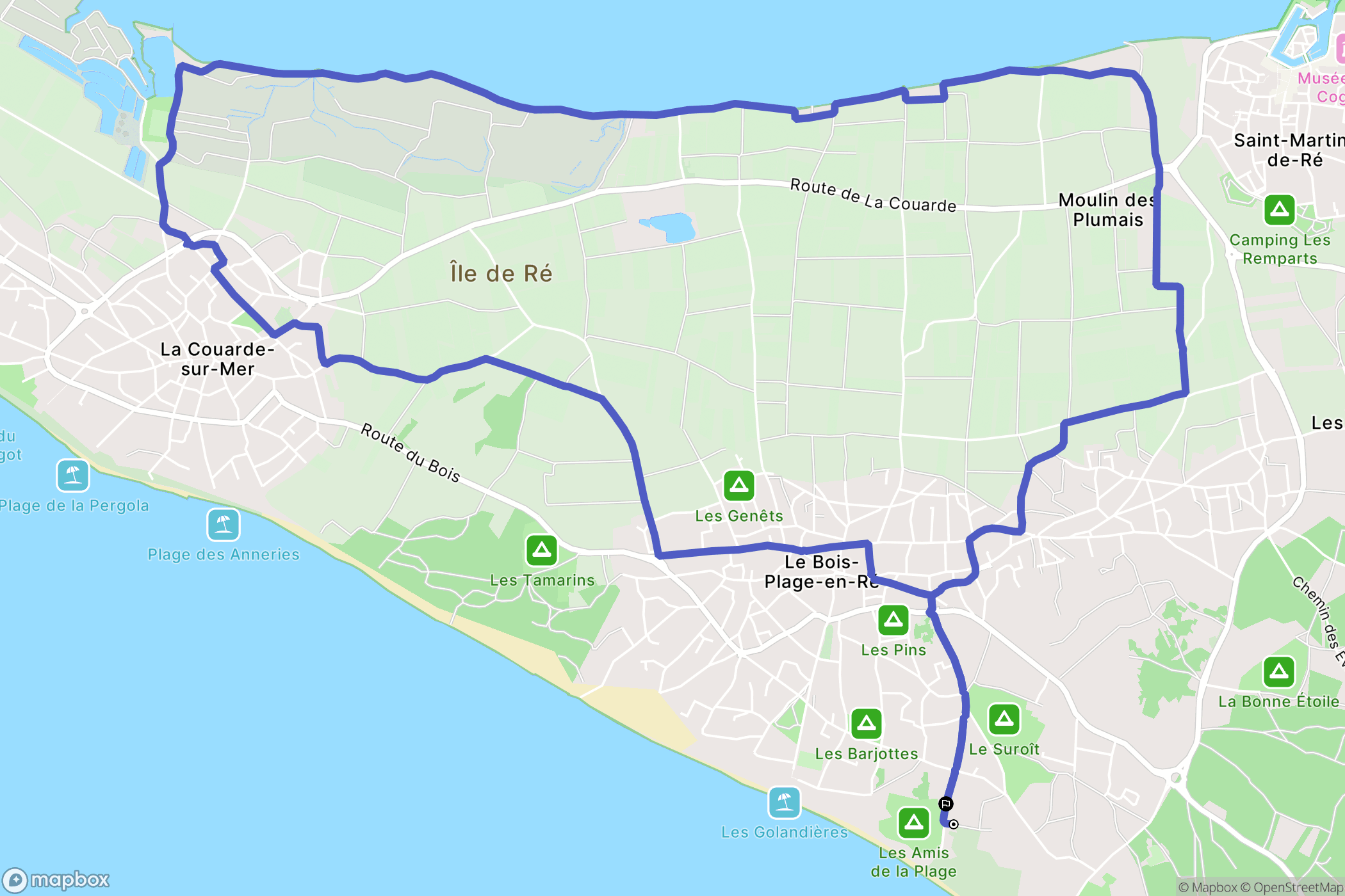 Le Bois-Plage-en-Ré : carte du parcours de randonnée - France