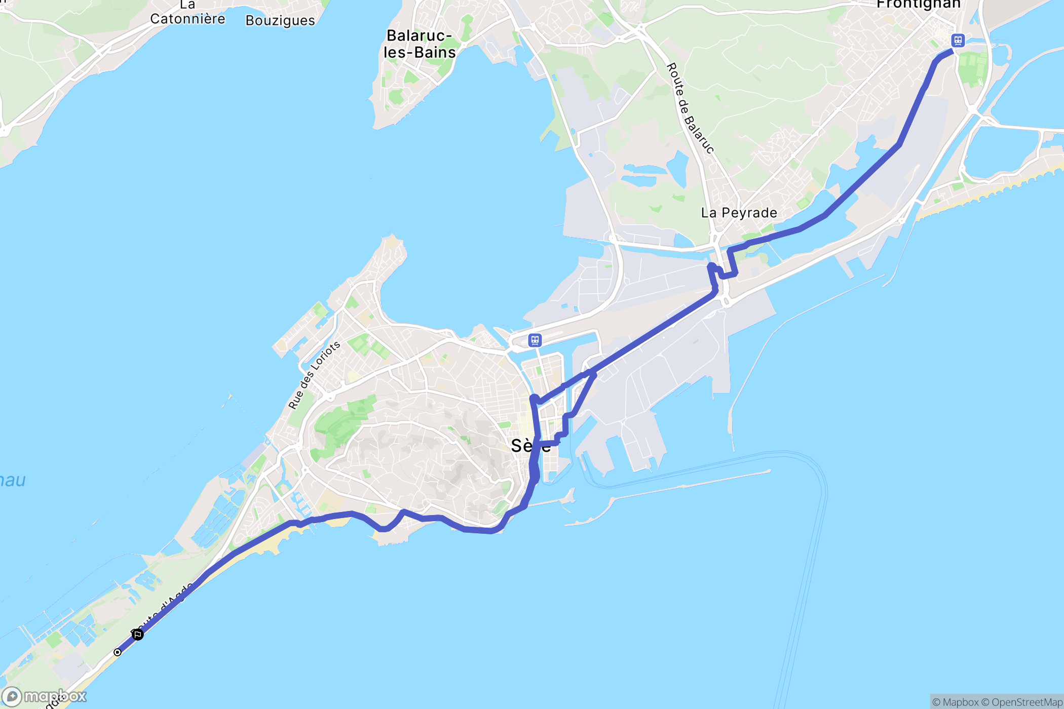 Sète : carte du parcours de randonnée - France