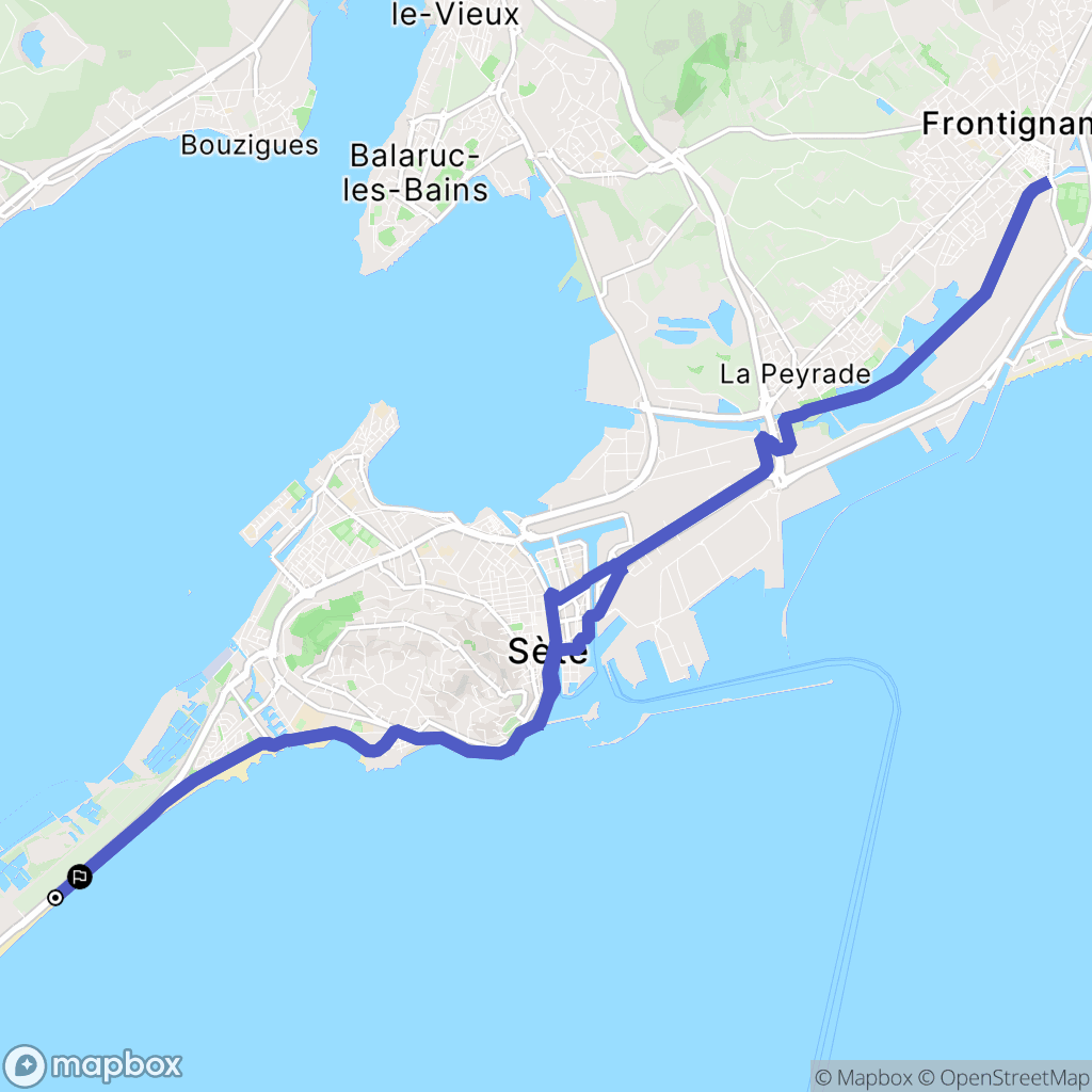 Sète : carte du parcours de randonnée - France