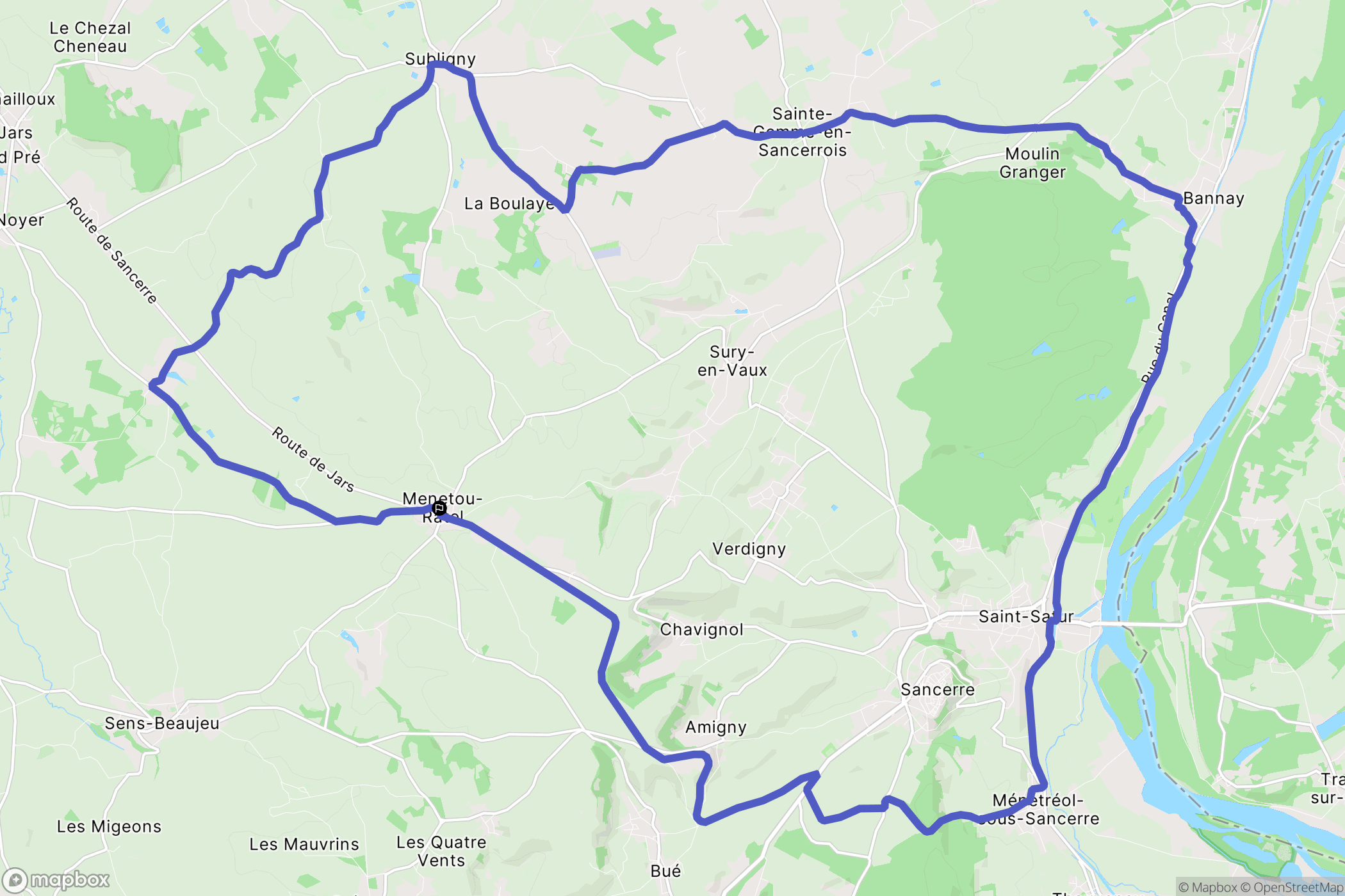 Menetou-Râtel : carte du parcours de randonnée - France