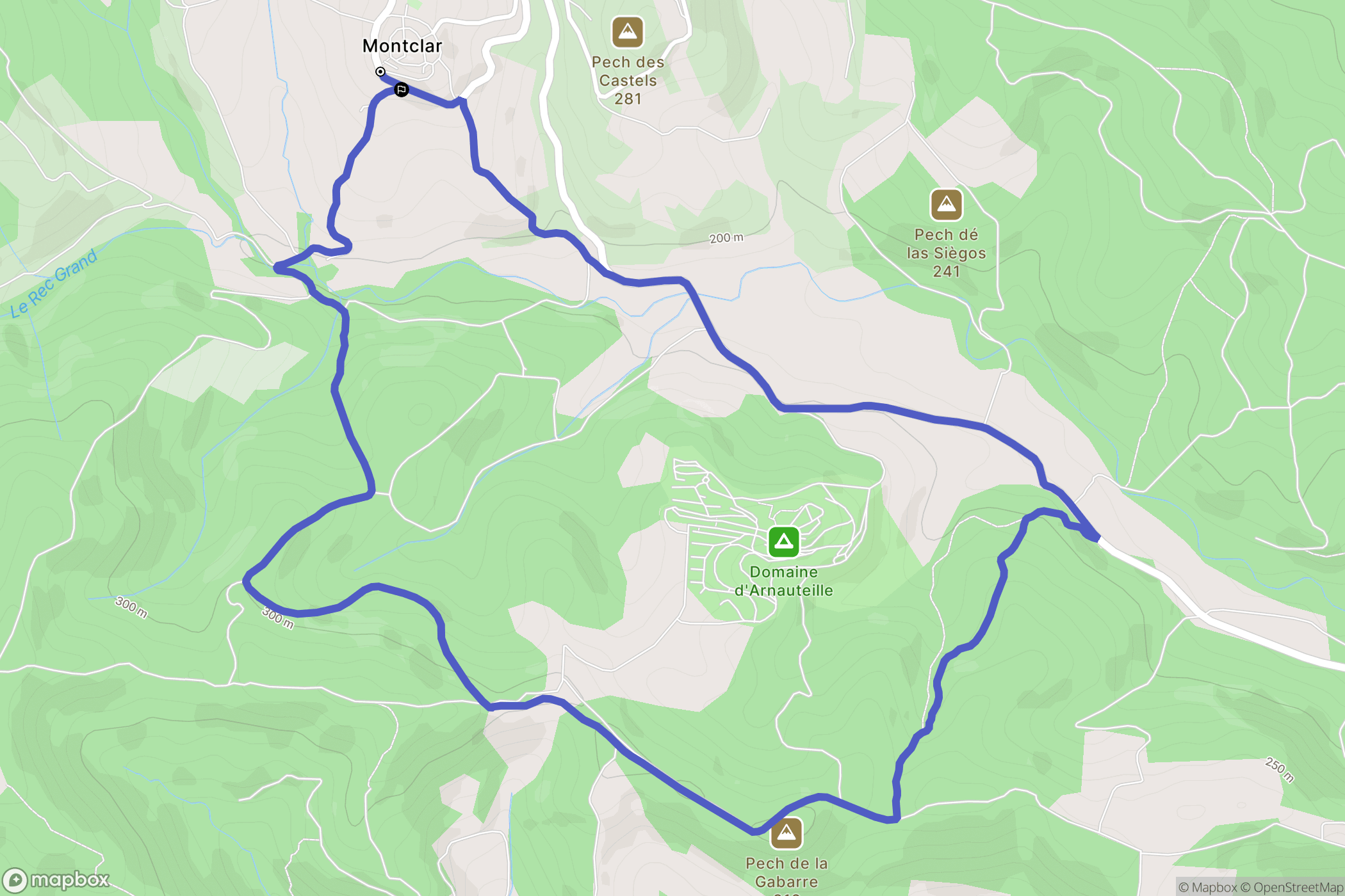 Montclar : carte du parcours de randonnée - France