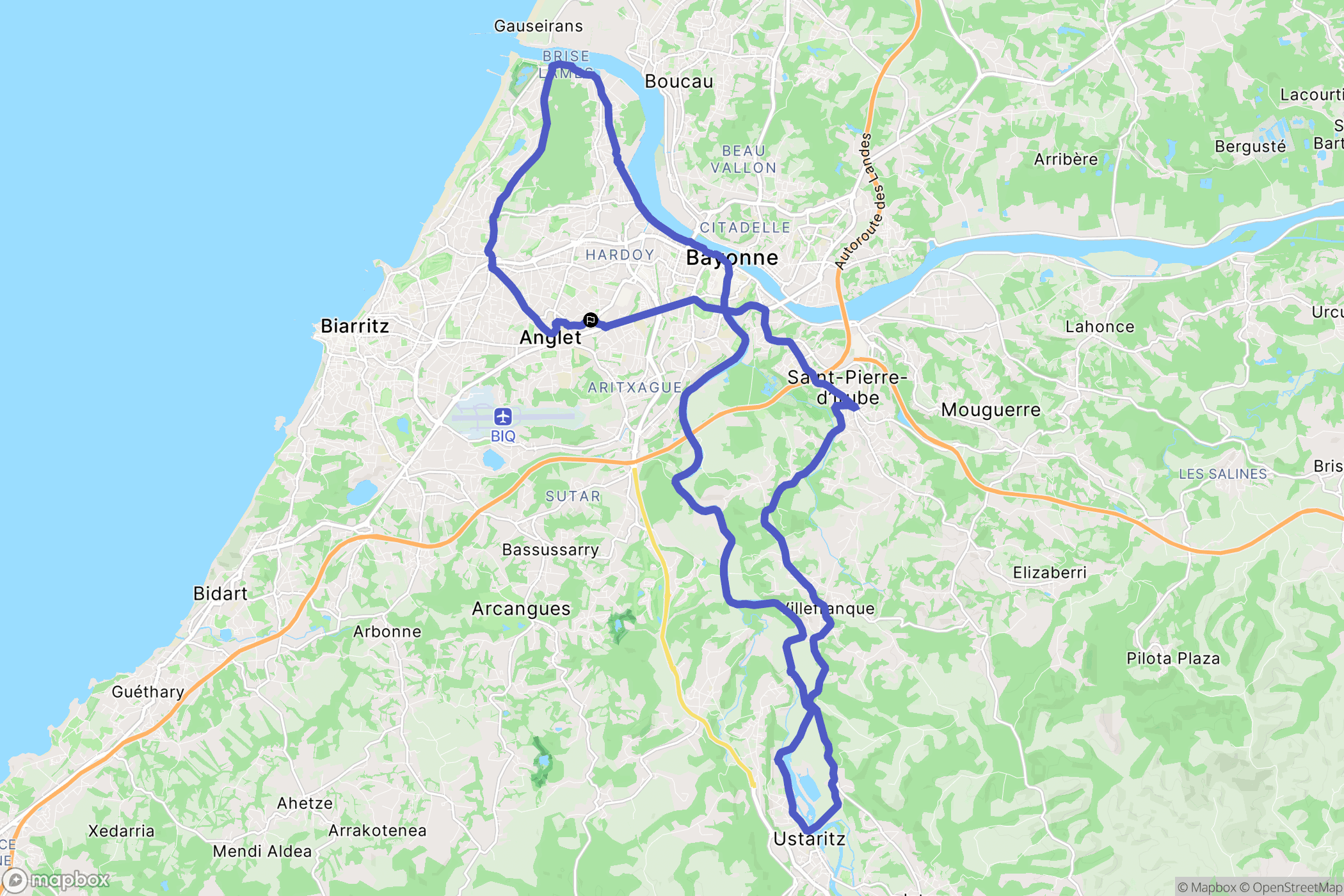 Anglet : carte du parcours de randonnée - France