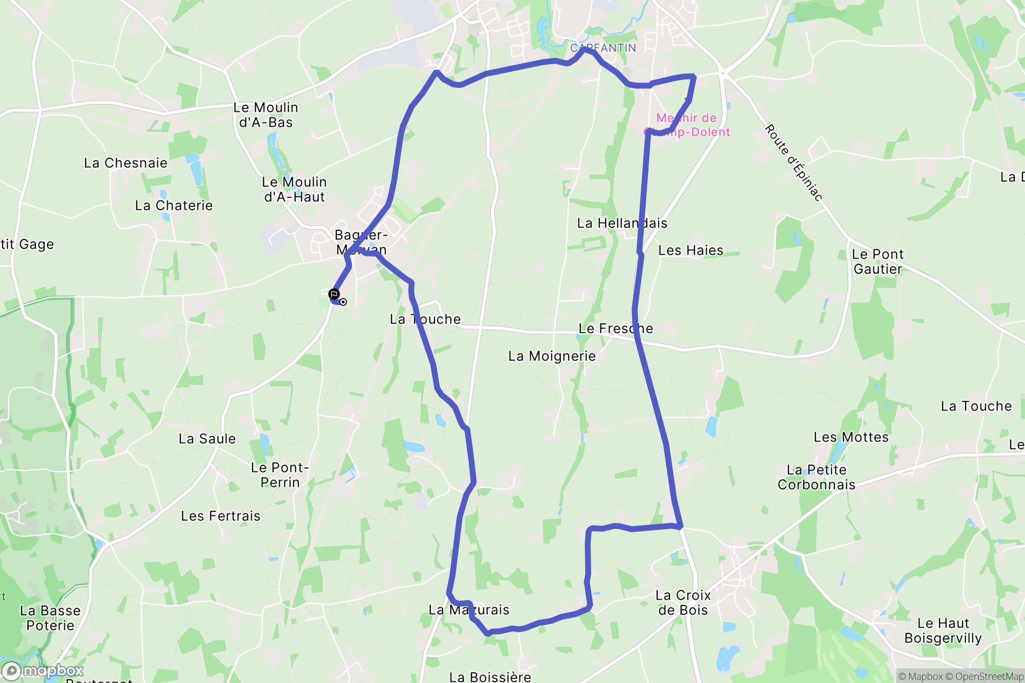 Baguer-Morvan : carte du parcours de randonnée - France