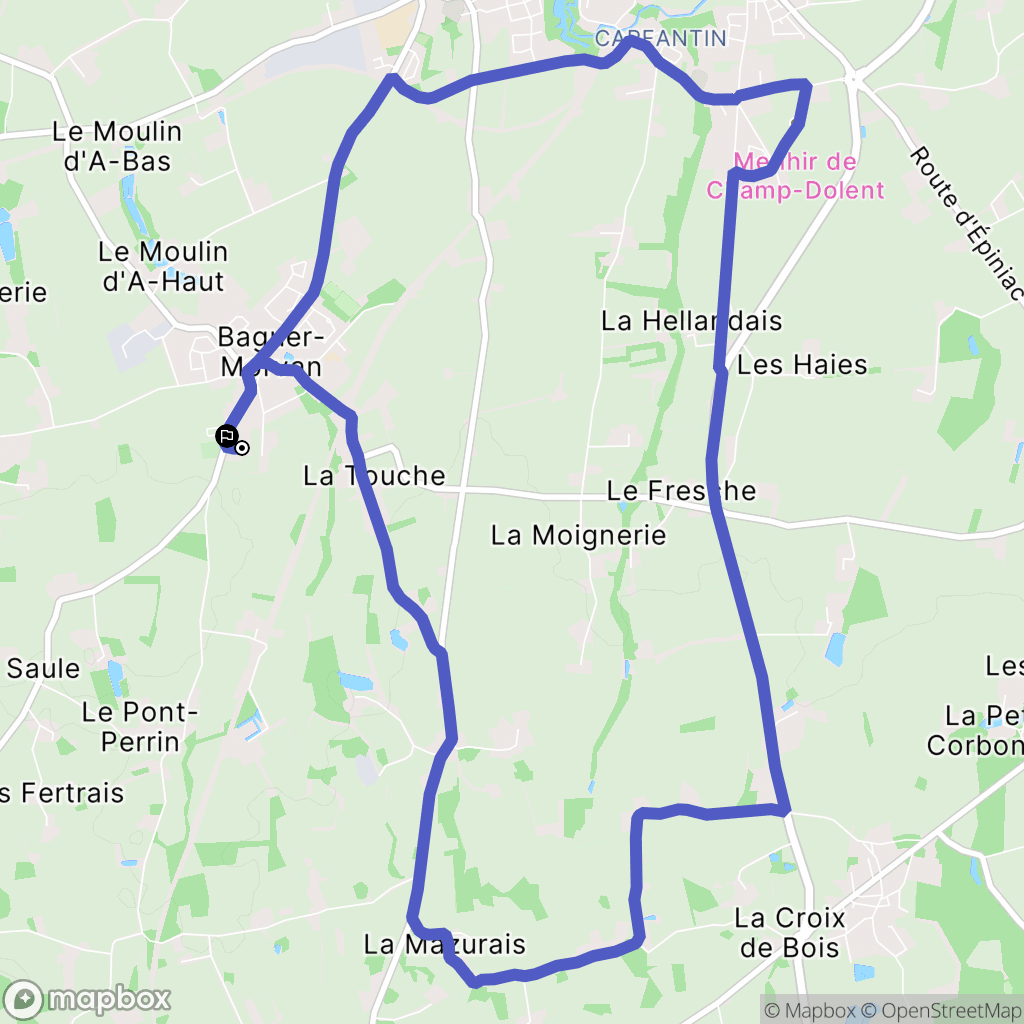 Baguer-Morvan : carte du parcours de randonnée - France