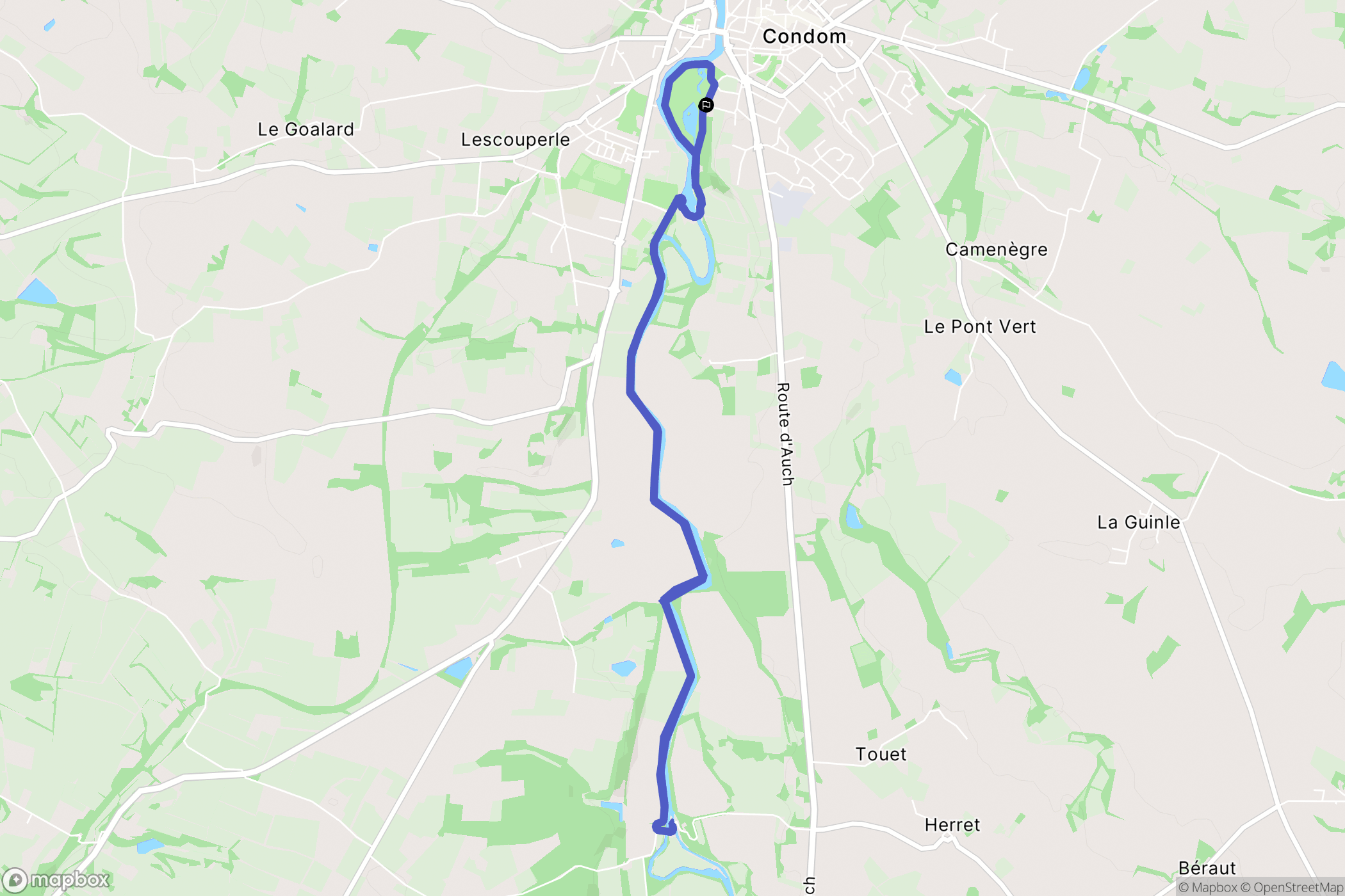 Condom : carte du parcours de randonnée - France