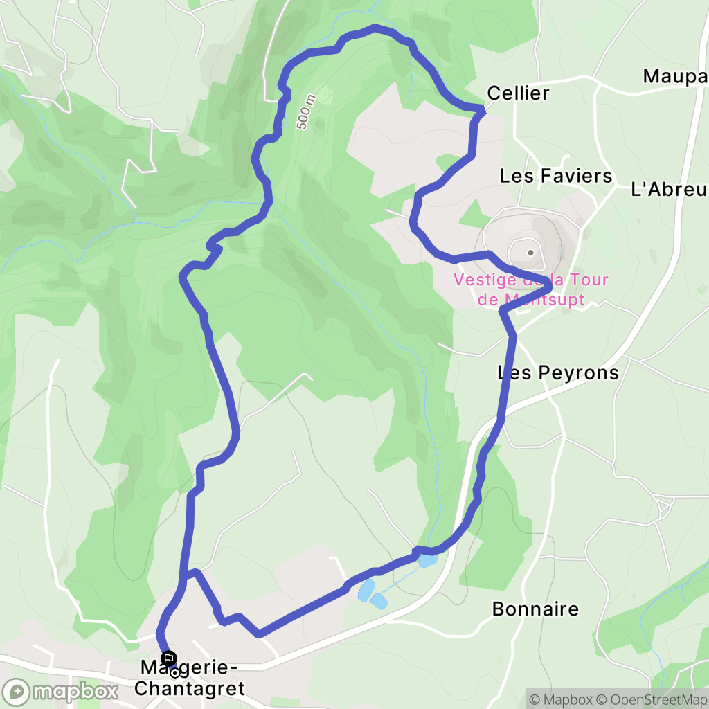 Margerie-Chantagret : carte du parcours de randonnée - France