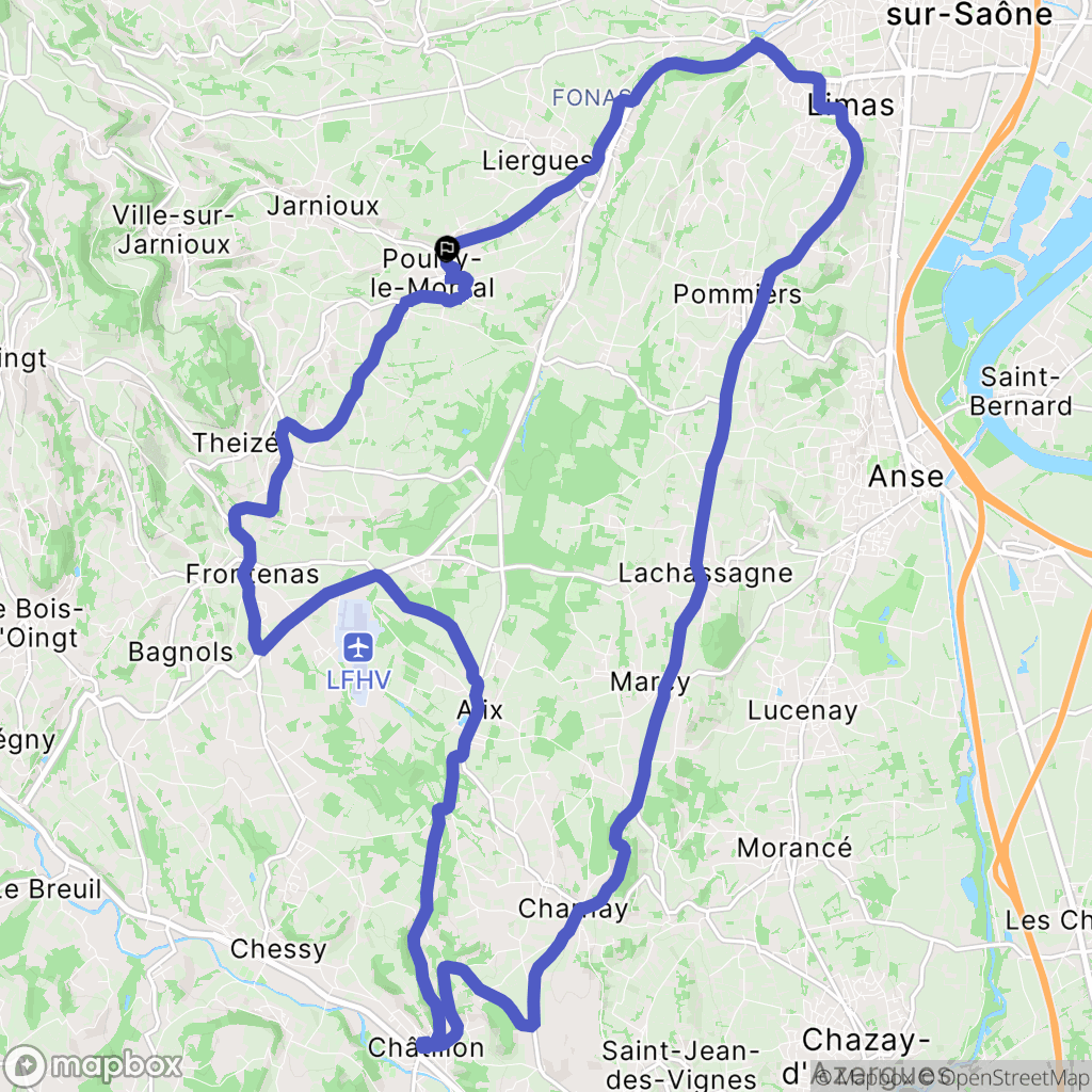 Porte des Pierres Dorées : carte du parcours de randonnée - France