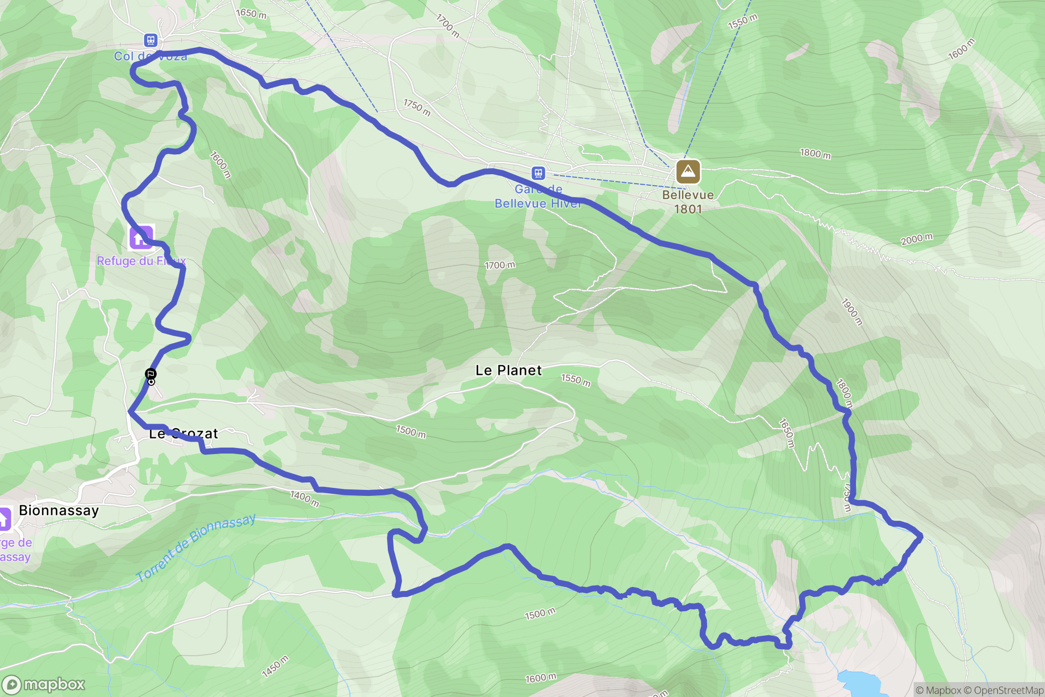 Saint-Gervais-les-Bains : carte du parcours de randonnée - France