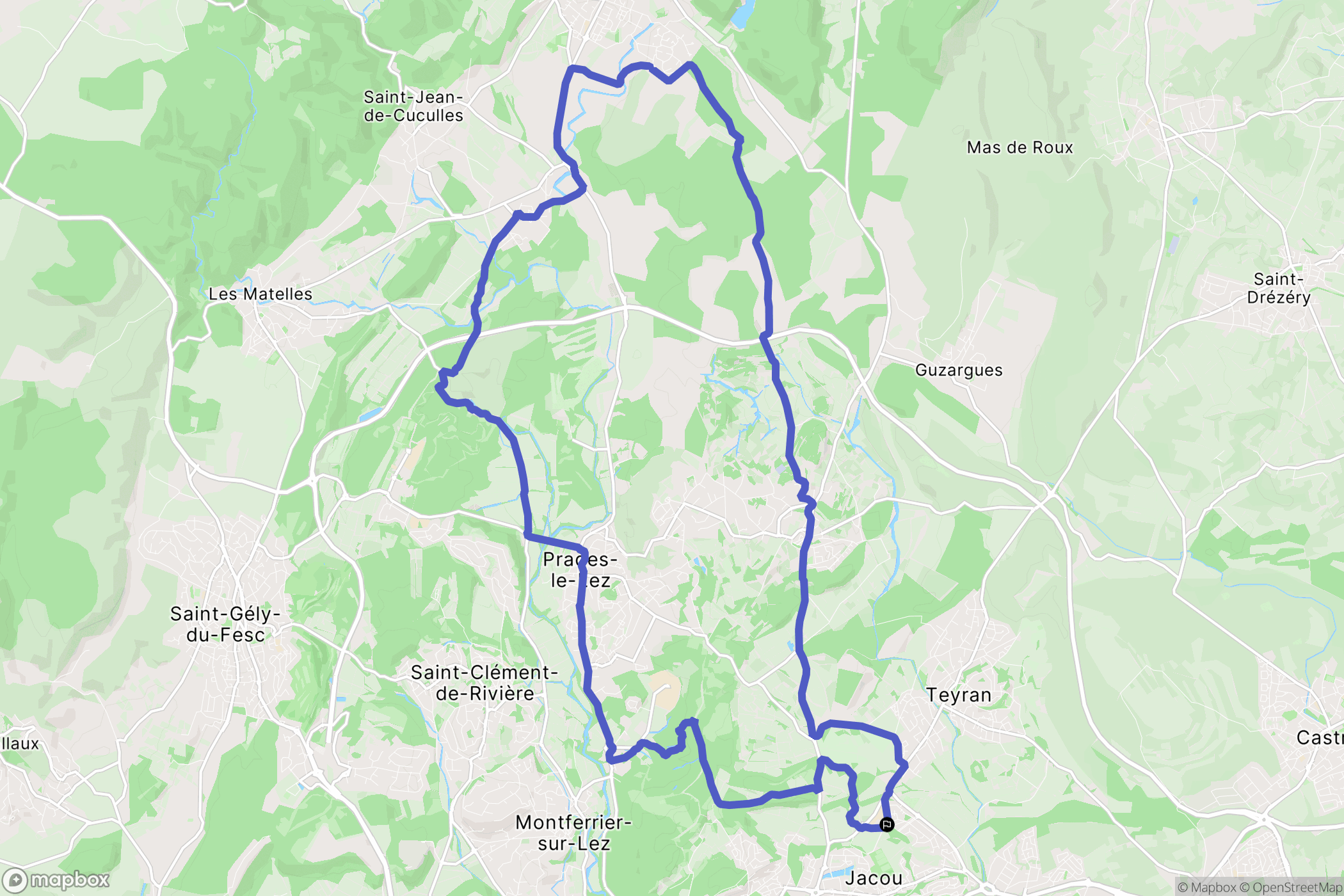 Jacou : carte du parcours de randonnée - France