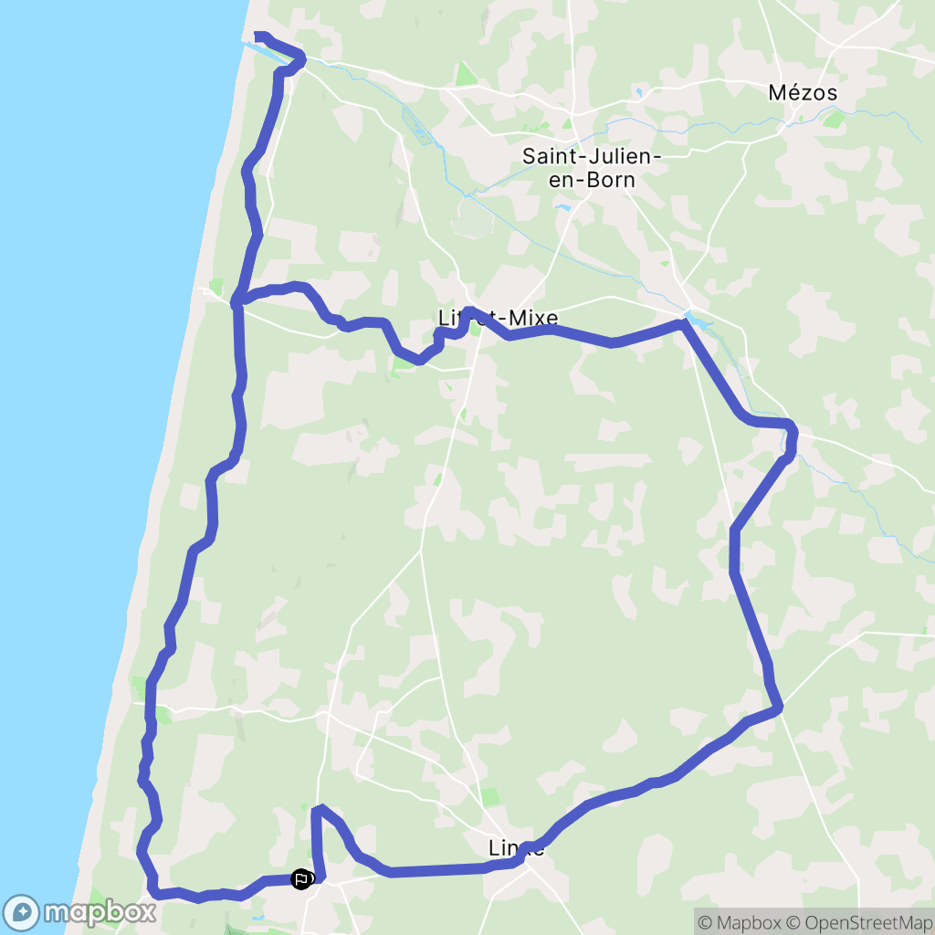 Vielle-Saint-Girons : carte du parcours de randonnée - France