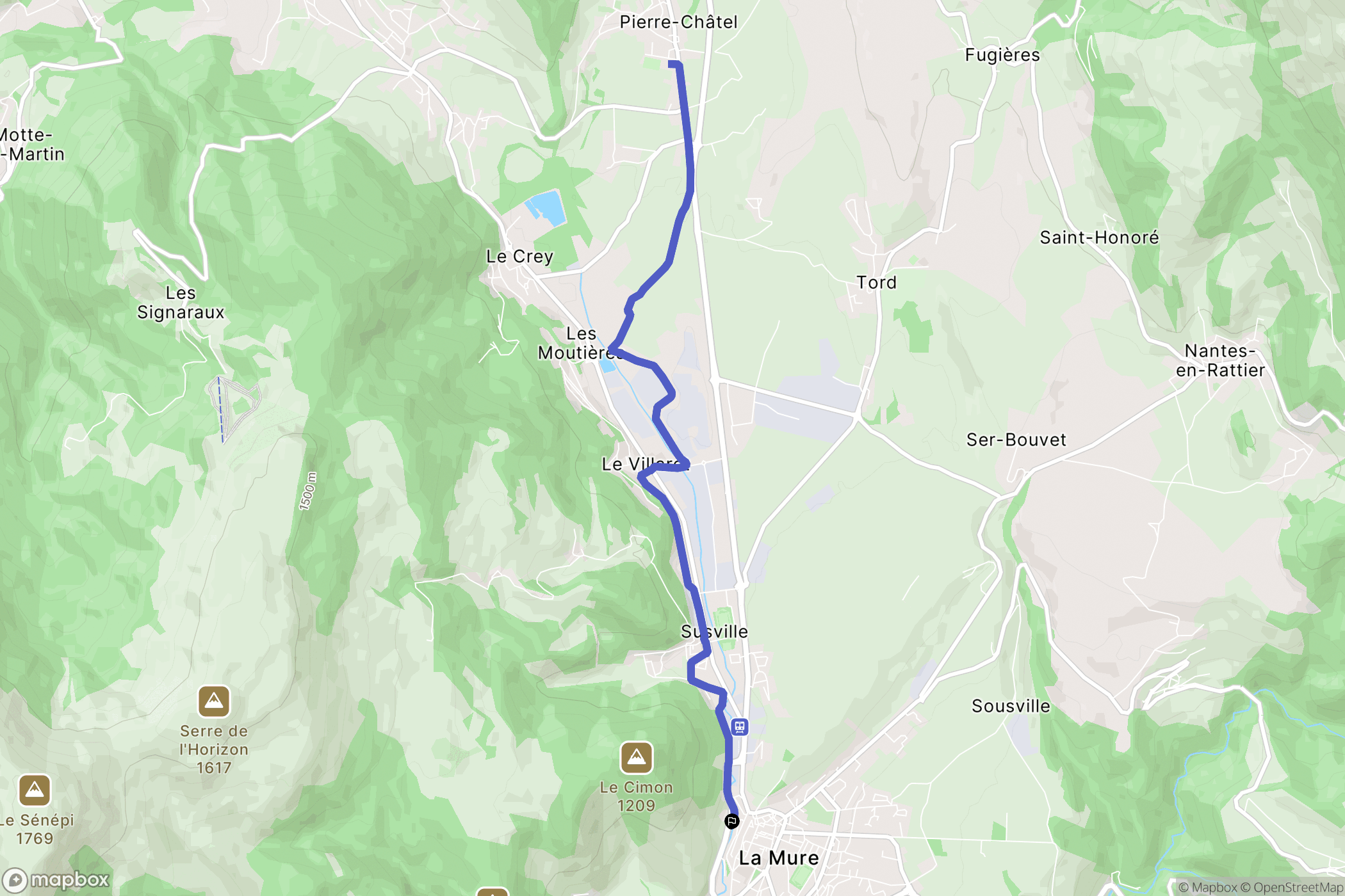 La Mure : carte du parcours de randonnée - France