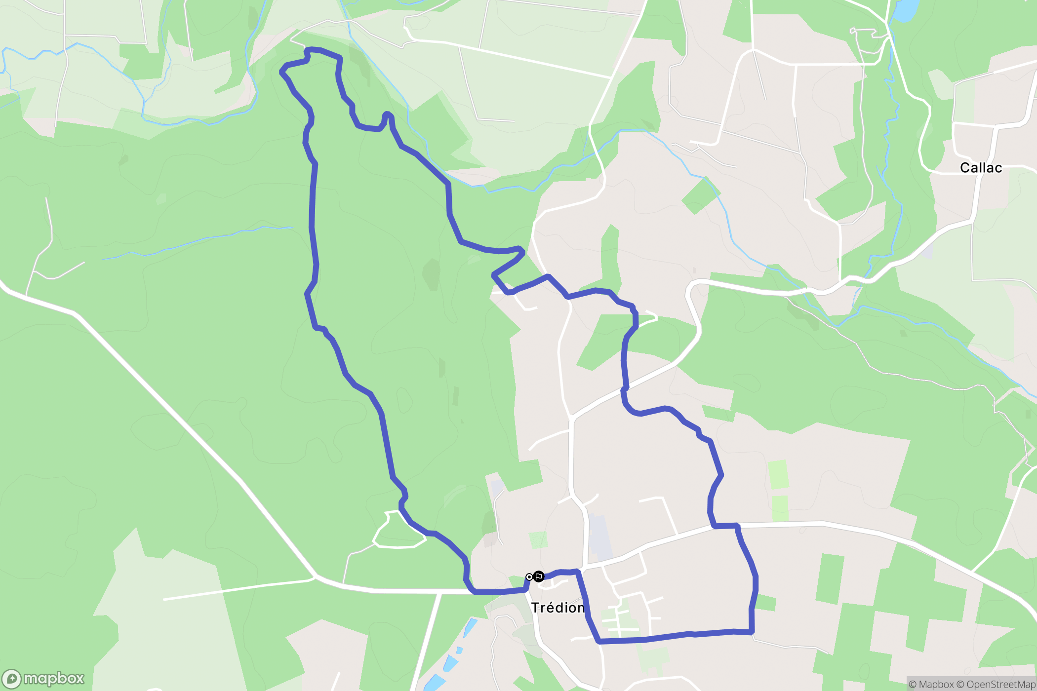 Trédion : carte du parcours de randonnée - France