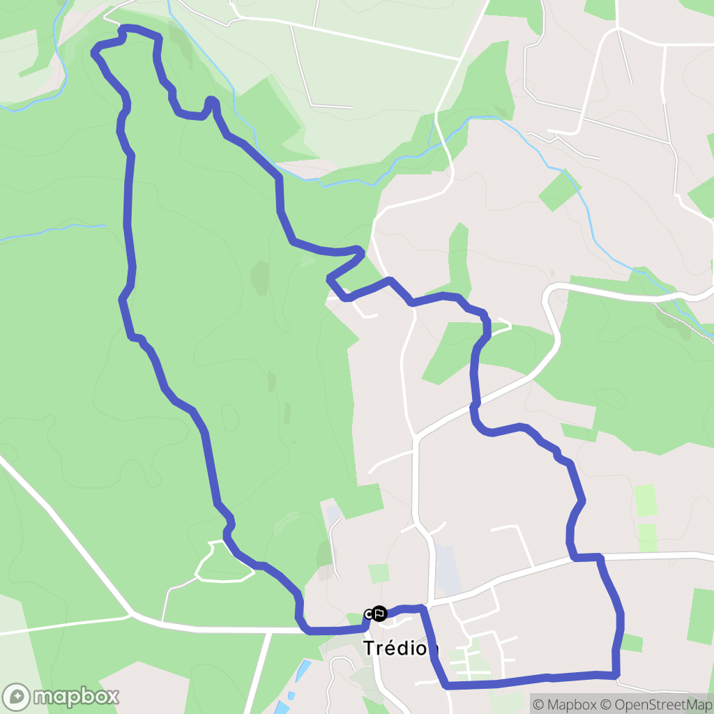 Trédion : carte du parcours de randonnée - France