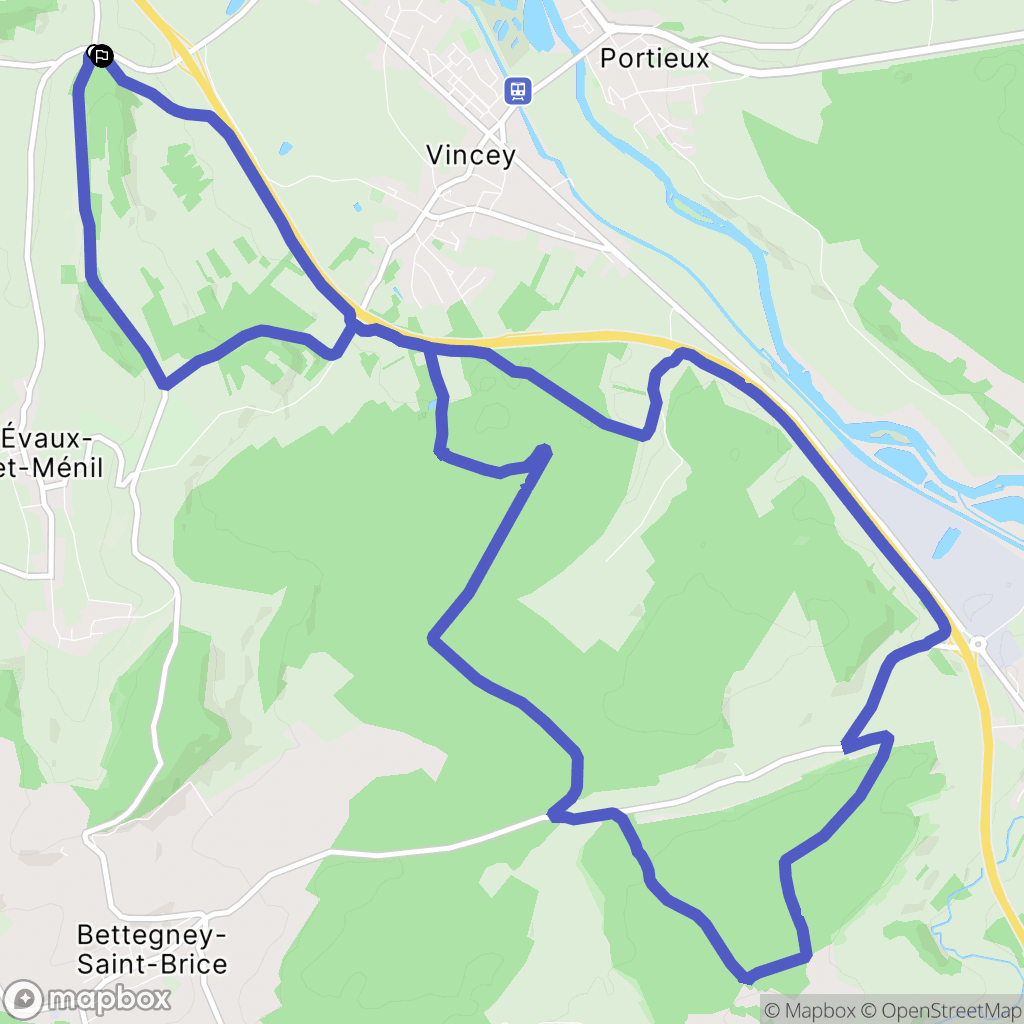 Ubexy : carte du parcours de randonnée - France