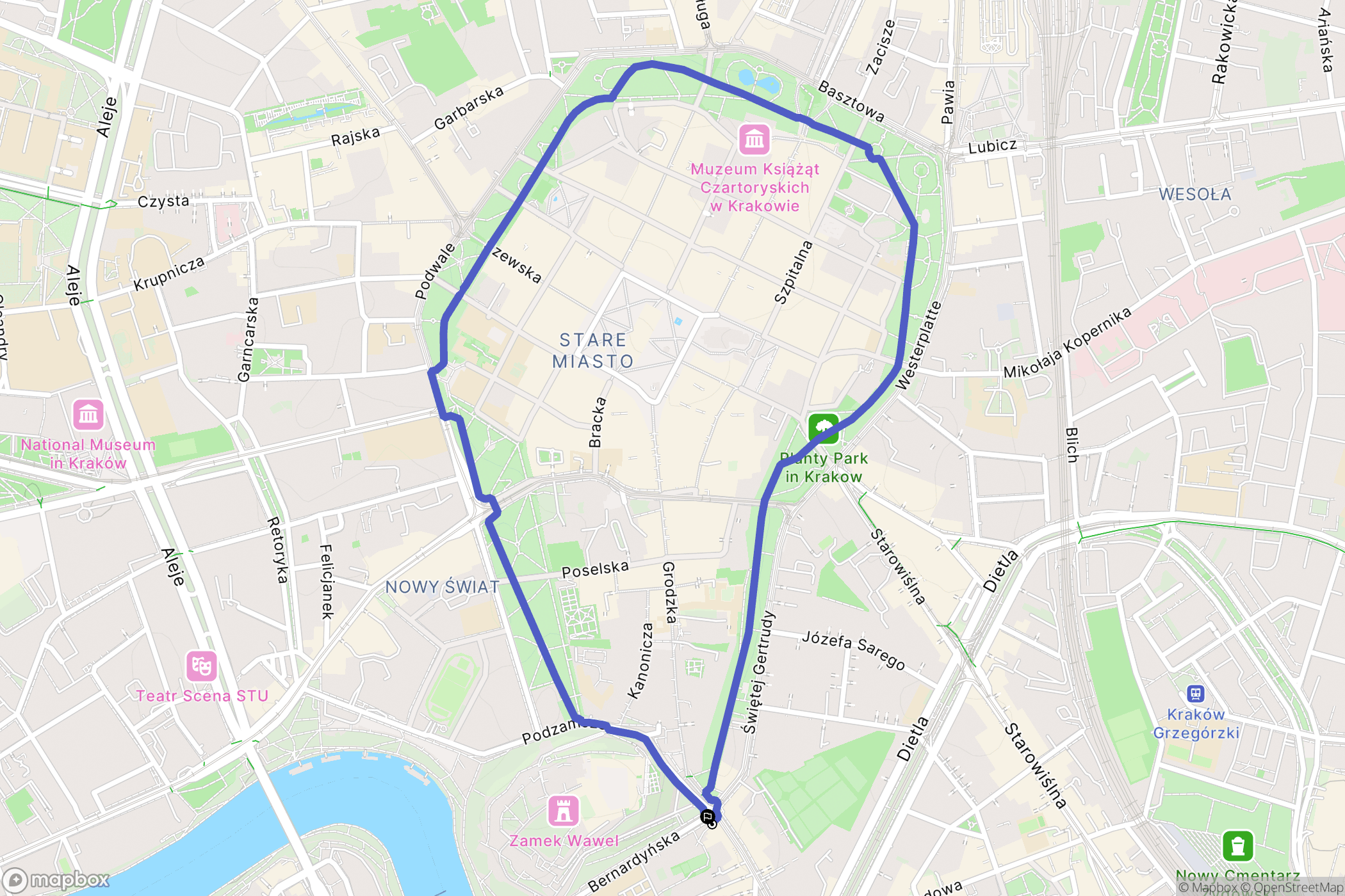 Kraków: mapa trasy - Poland