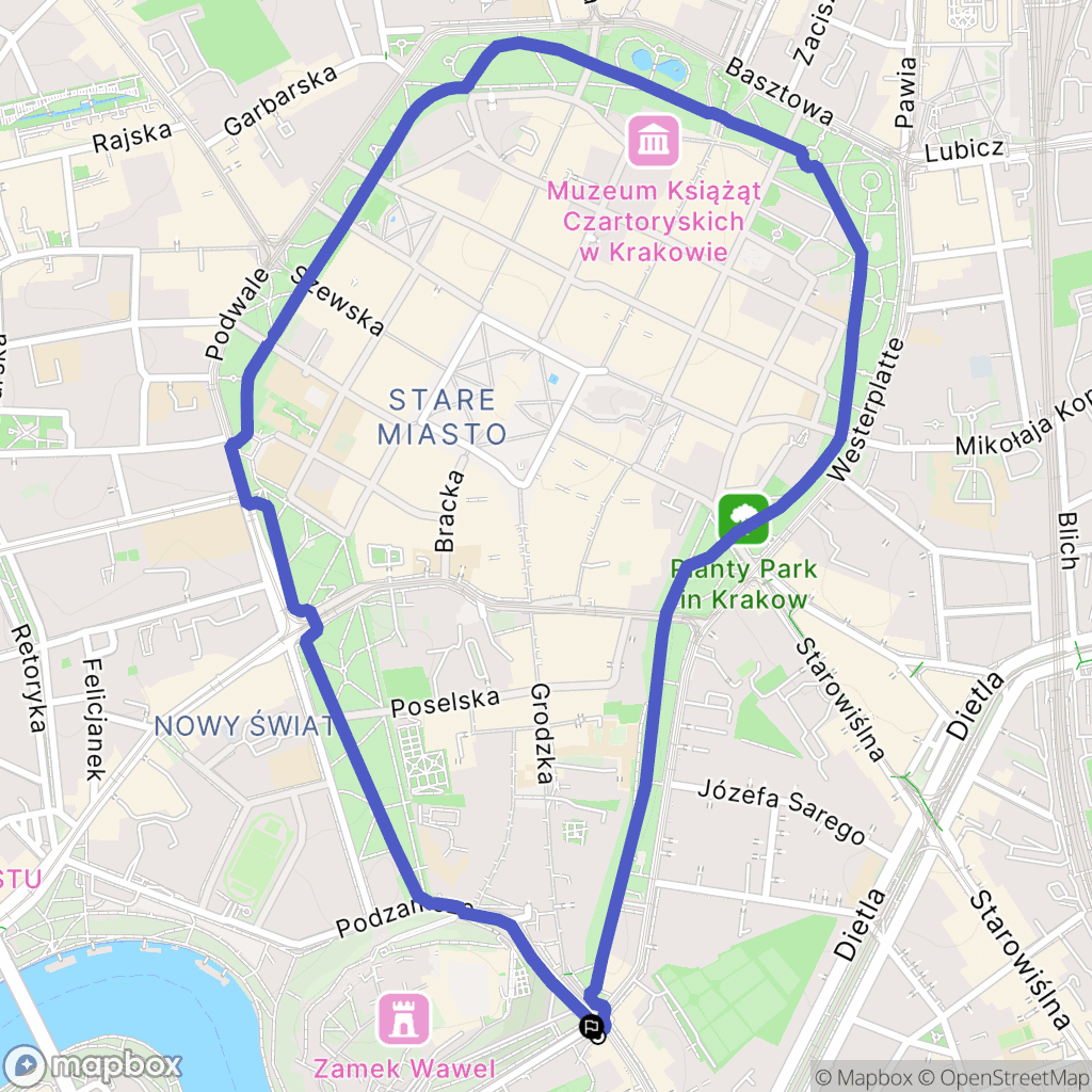 Kraków: mapa trasy - Poland