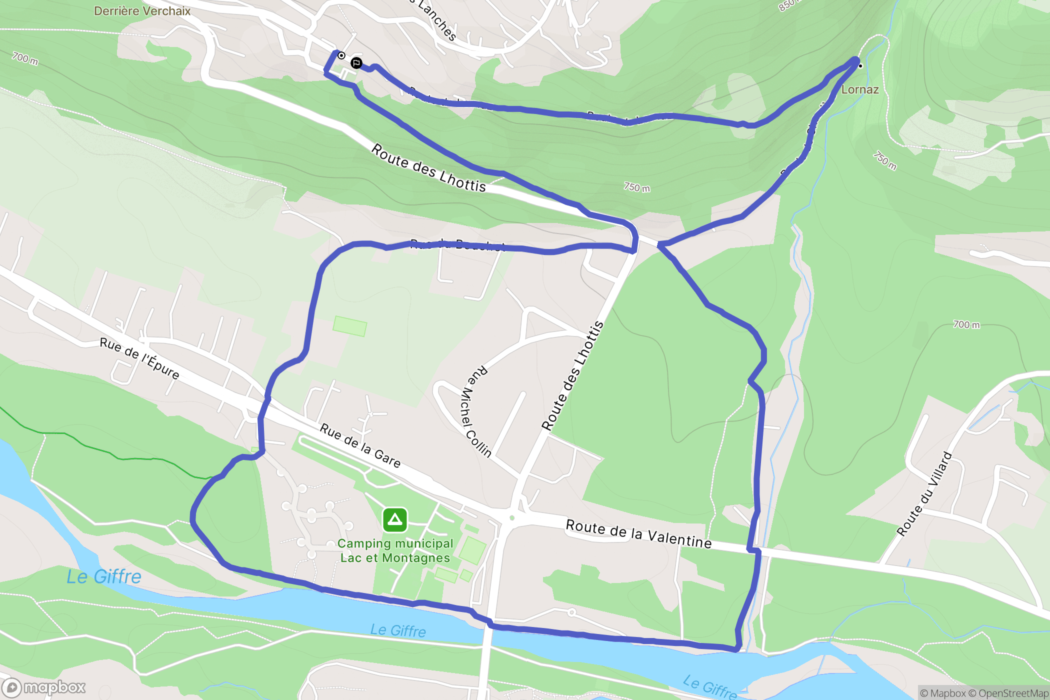 Verchaix : carte du parcours de randonnée - France