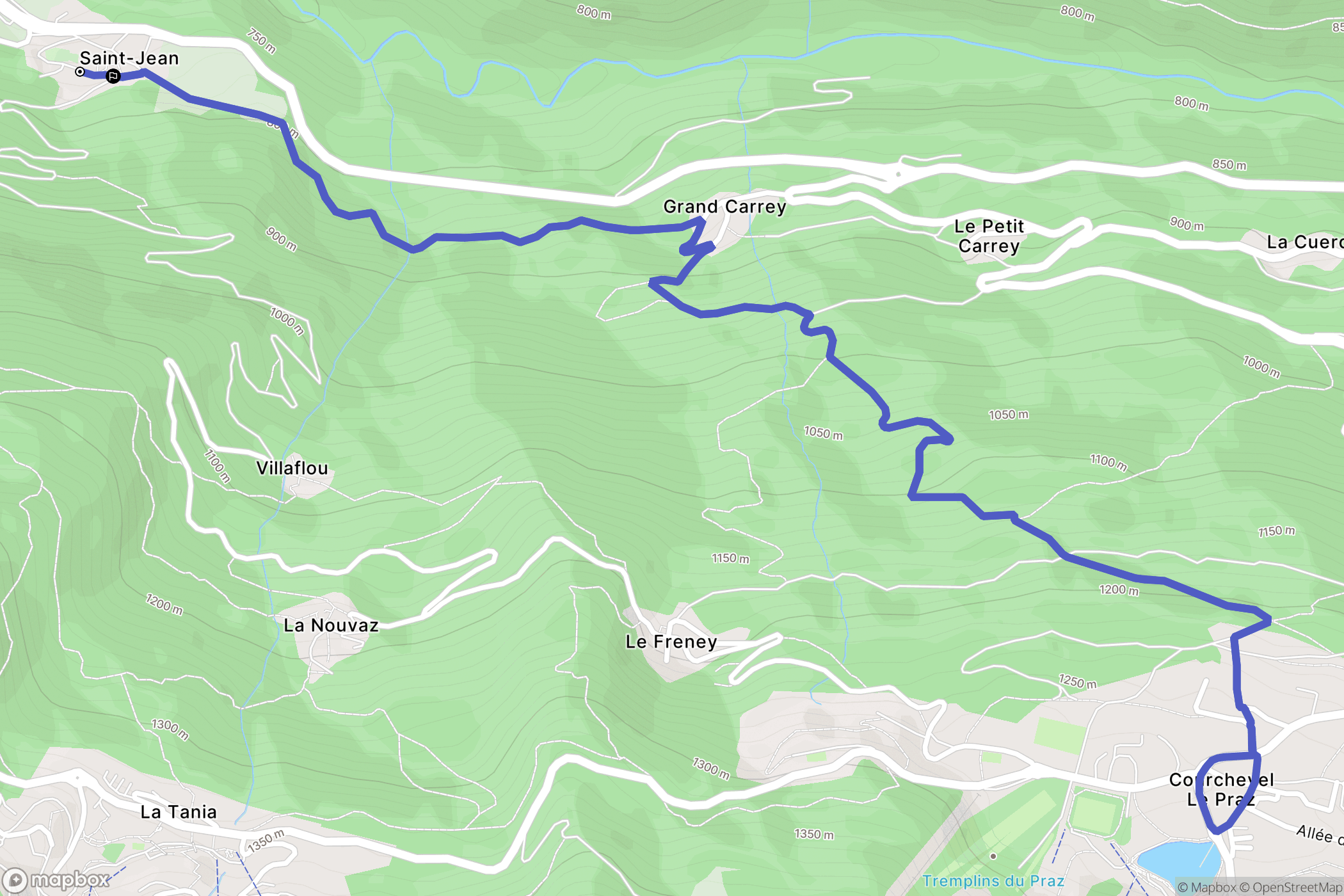 Courchevel : carte du parcours de randonnée - France