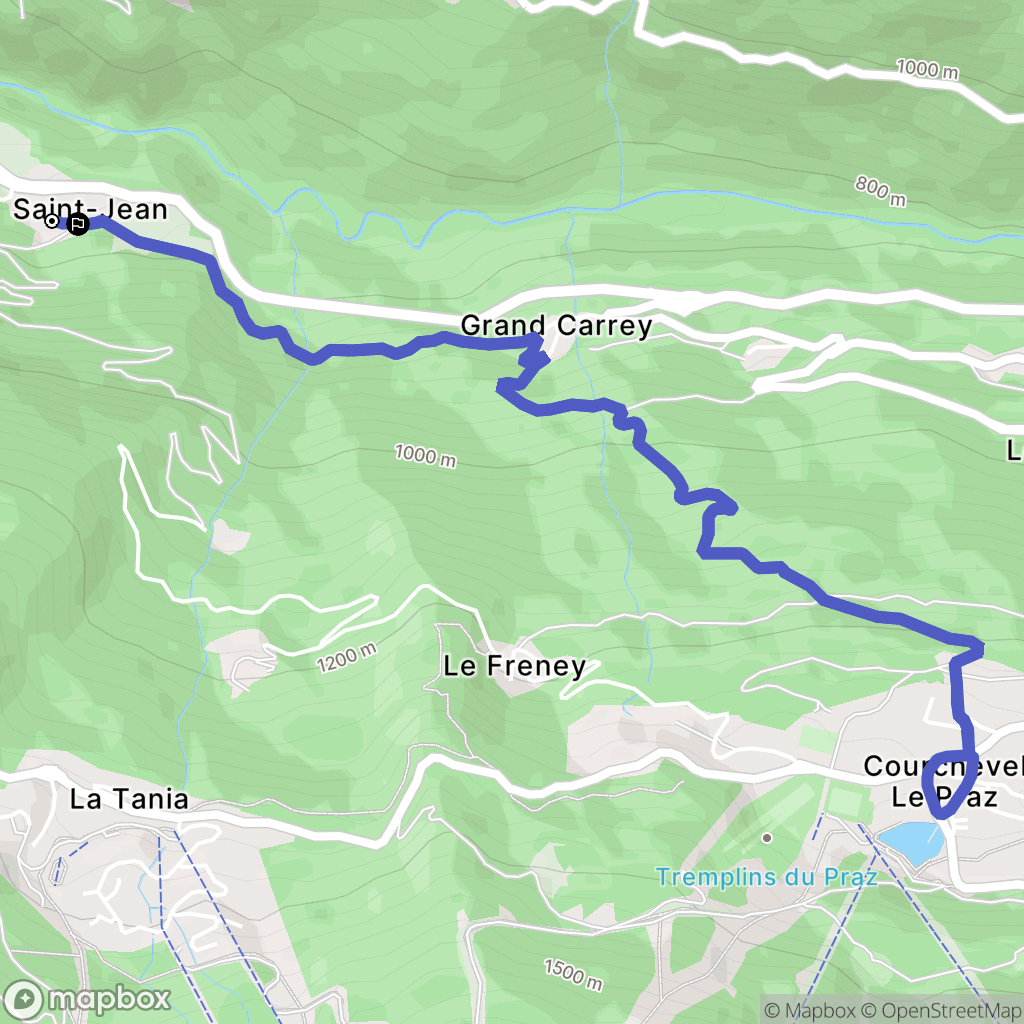 Courchevel : carte du parcours de randonnée - France