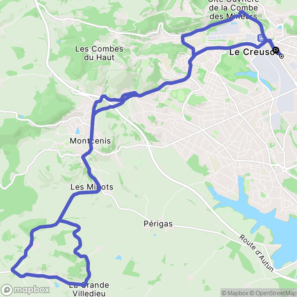 Le Creusot : carte du parcours de randonnée - France