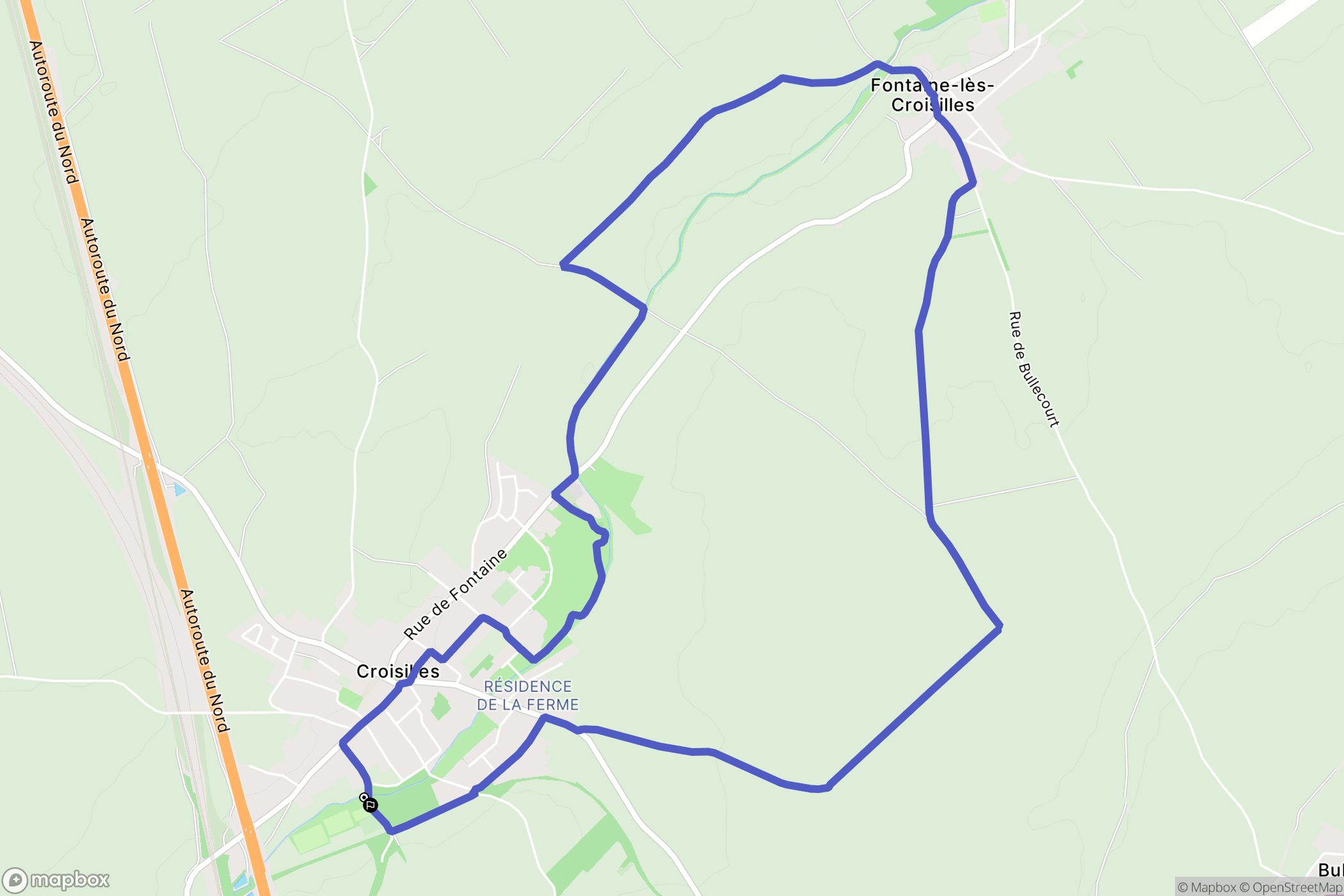 Croisilles : carte du parcours de randonnée - France