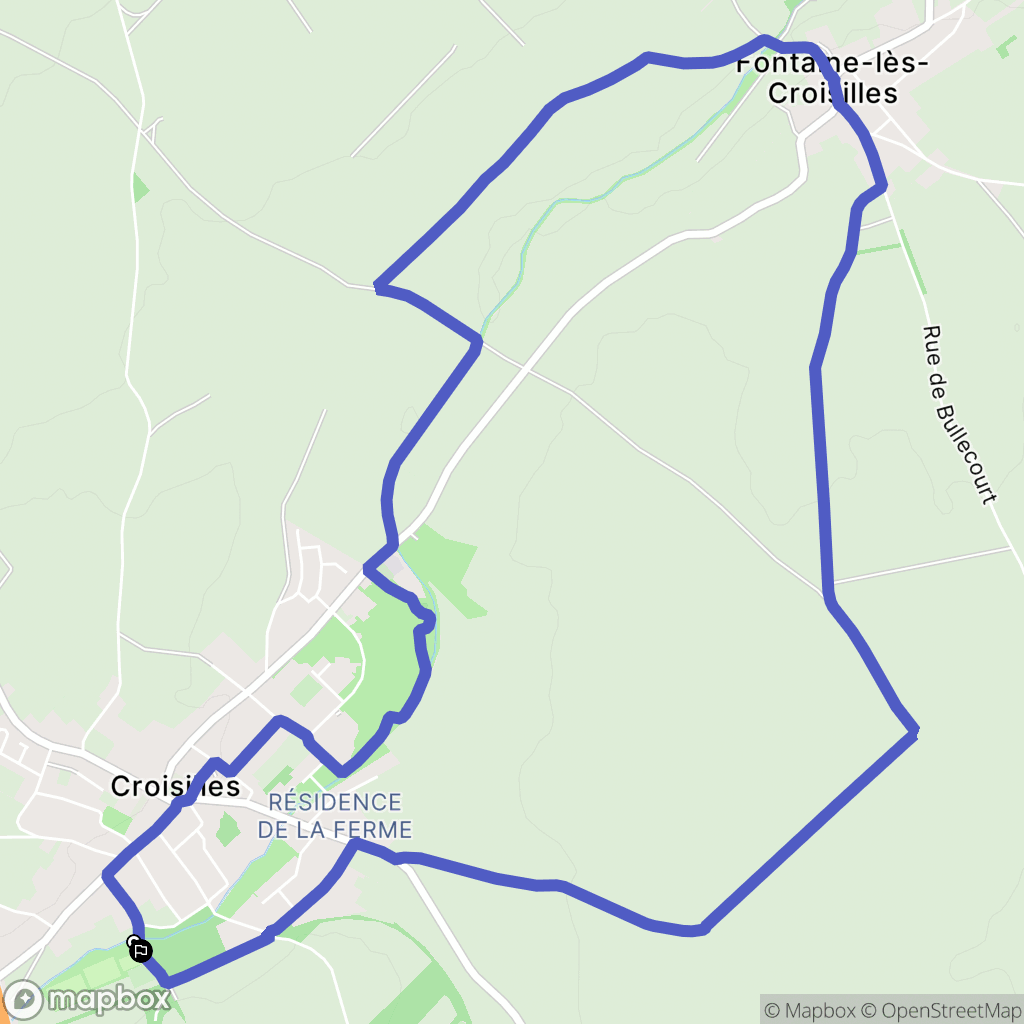 Croisilles : carte du parcours de randonnée - France