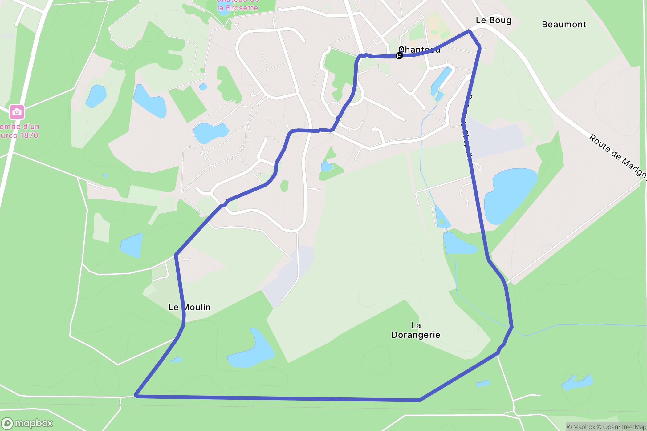Chanteau : carte du parcours de randonnée - France