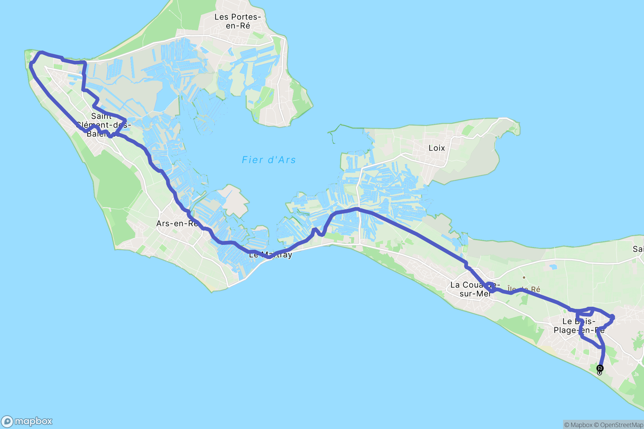 Le Bois-Plage-en-Ré : carte du parcours de randonnée - France