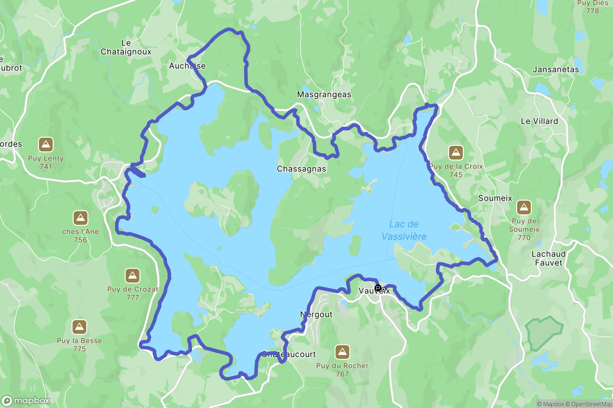 Royère-de-Vassivière : carte du parcours de randonnée - France