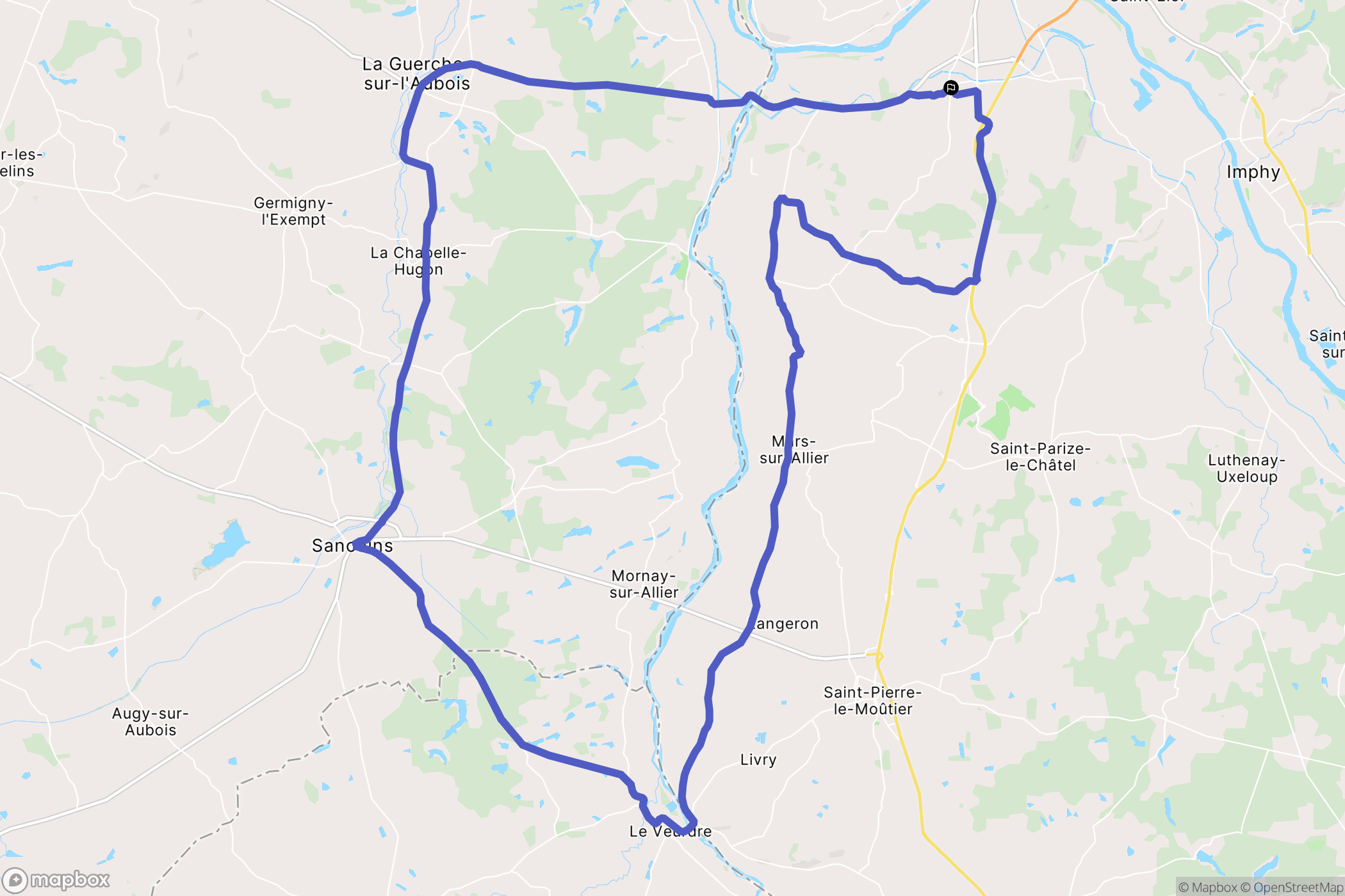 Challuy : carte du parcours de randonnée - France