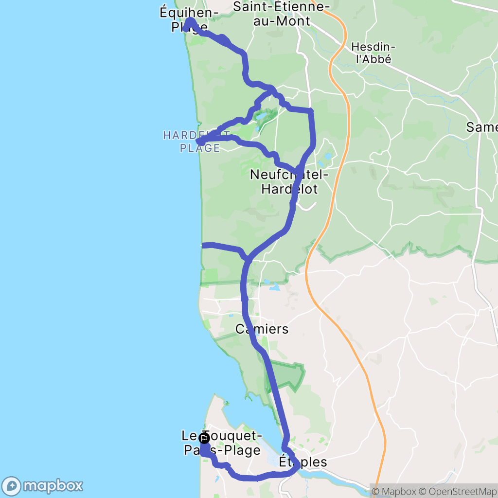 Le Touquet-Paris-Plage : carte du parcours de randonnée - France