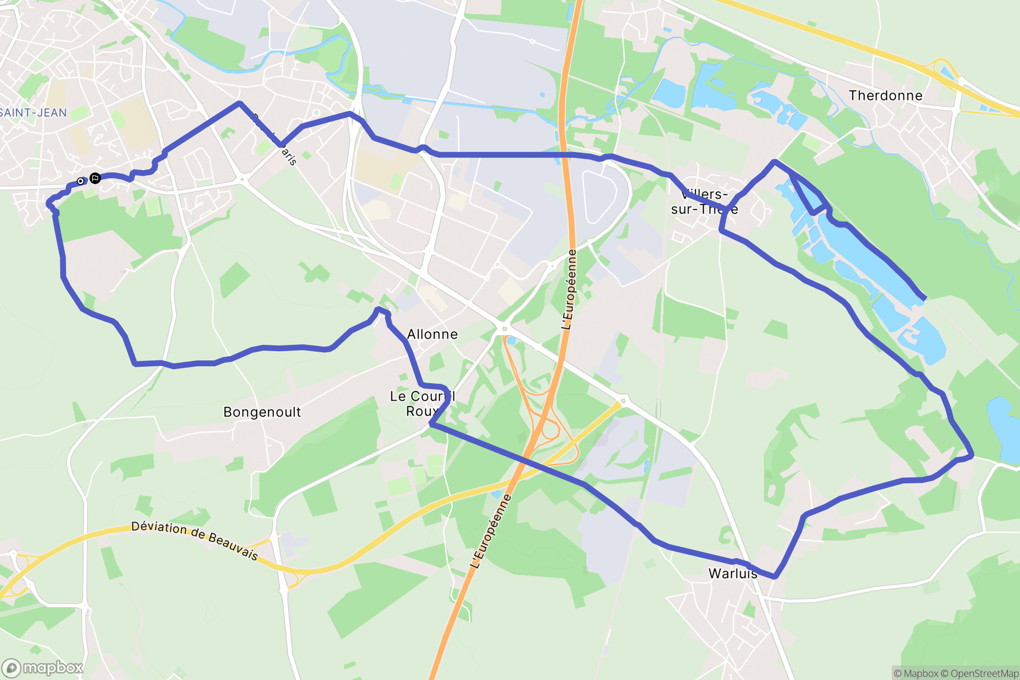Beauvais : carte du parcours de randonnée - France