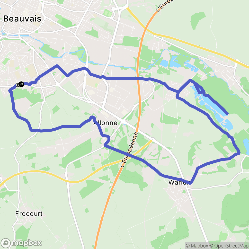 Beauvais : carte du parcours de randonnée - France