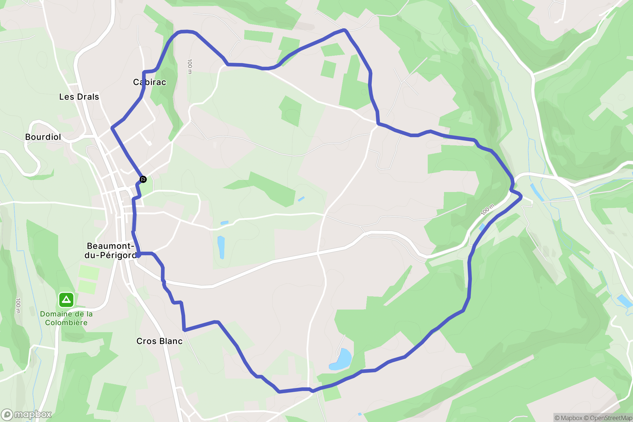 Beaumontois-en-Périgord : carte du parcours de randonnée - France