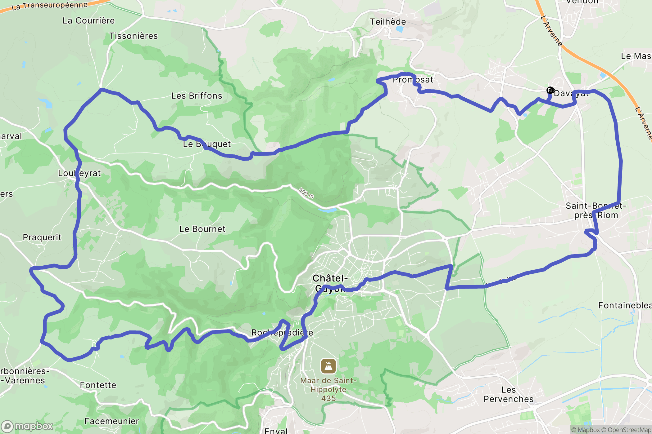 Davayat : carte du parcours de randonnée - France