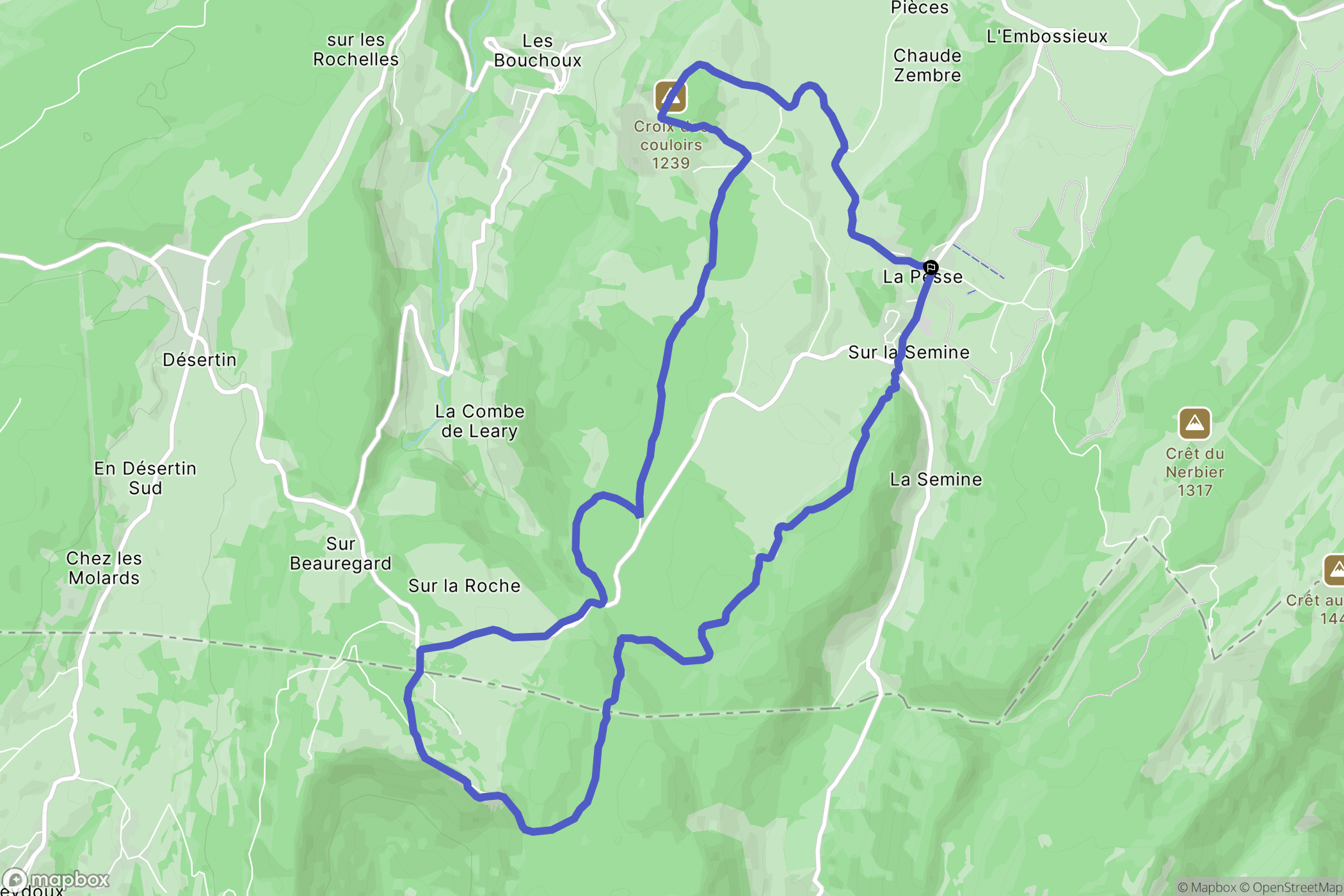 La Pesse : carte du parcours de randonnée - France