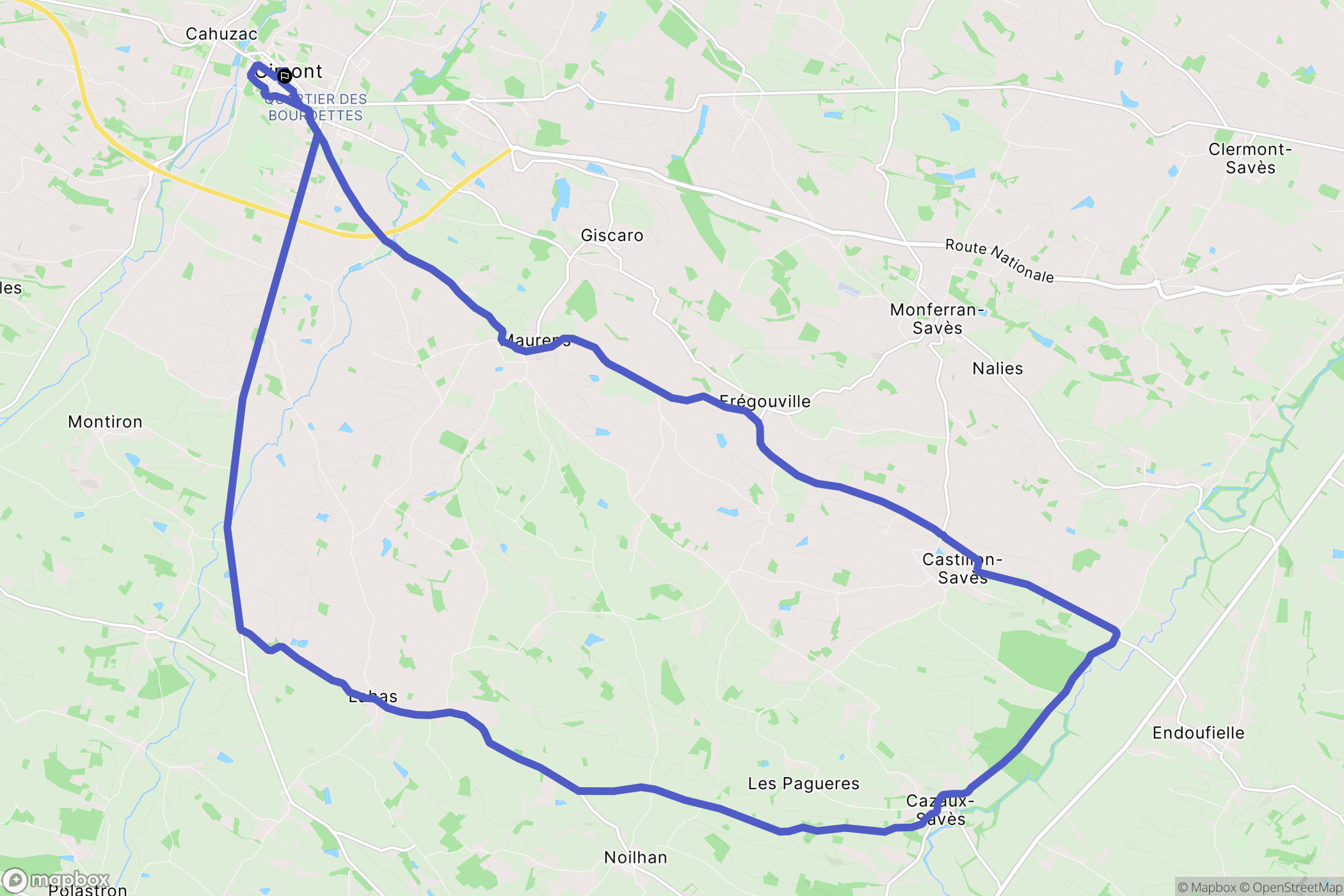 Gimont : carte du parcours de randonnée - France