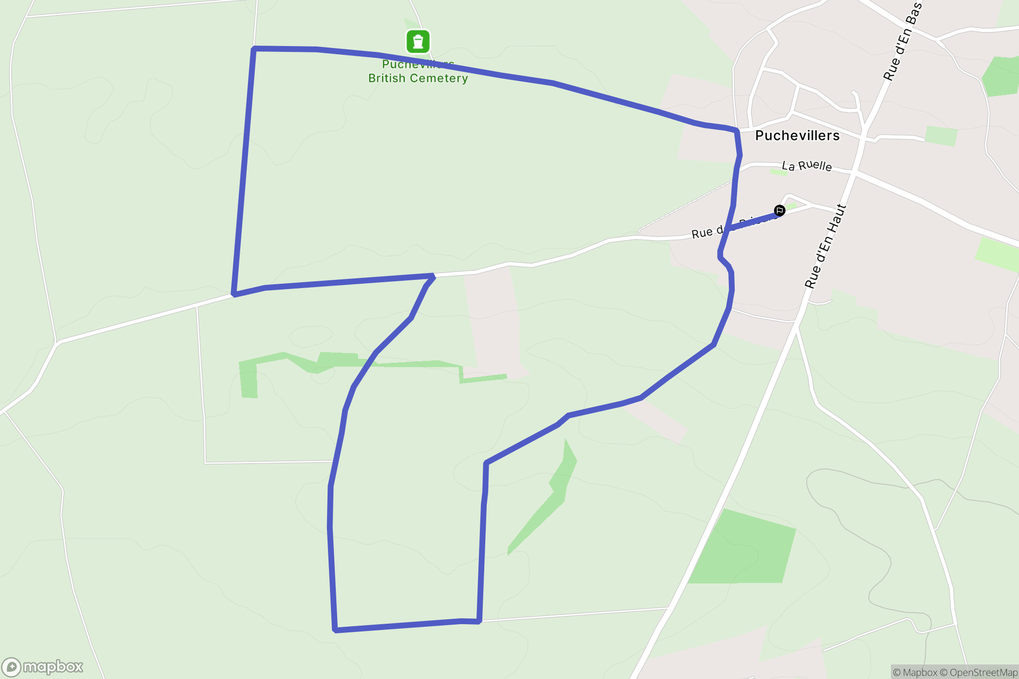 Puchevillers : carte du parcours de randonnée - France