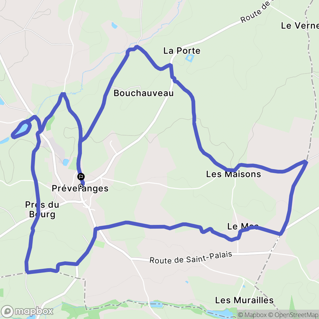 Préveranges : carte du parcours de randonnée - France