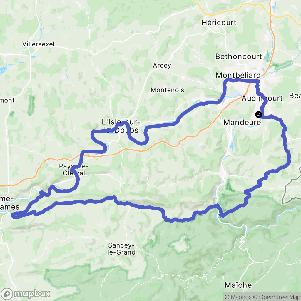Valentigney : carte du parcours de randonnée - France