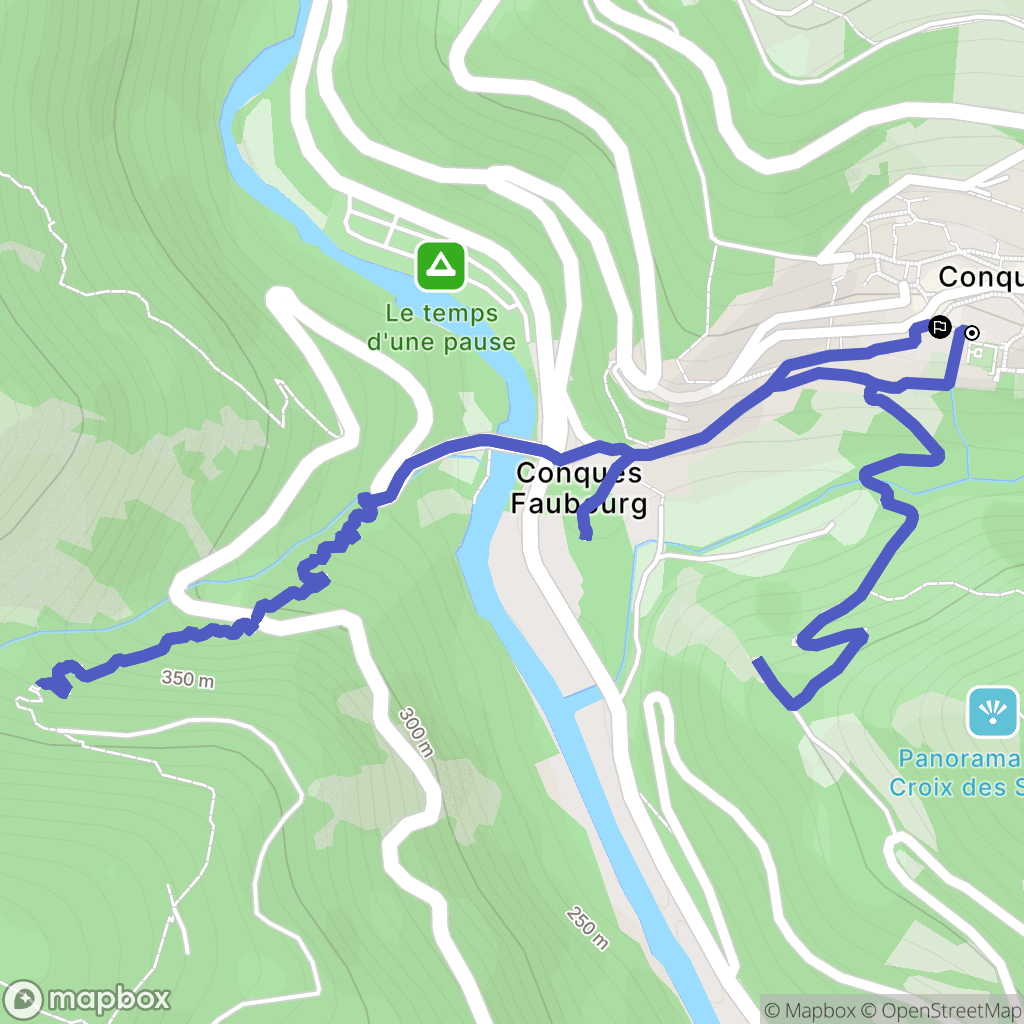 Conques-en-Rouergue : carte du parcours de randonnée - France
