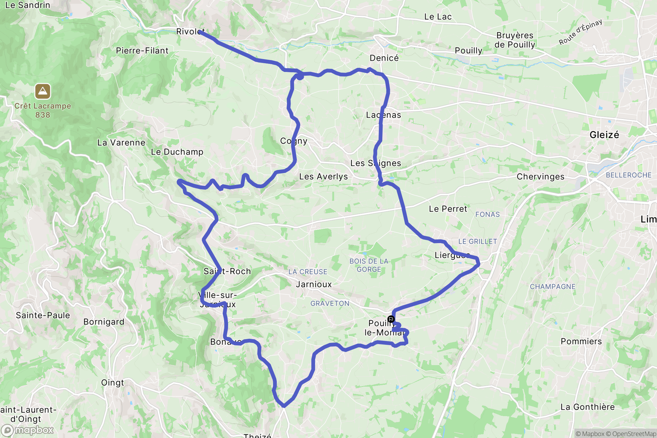 Porte des Pierres Dorées : carte du parcours de randonnée - France