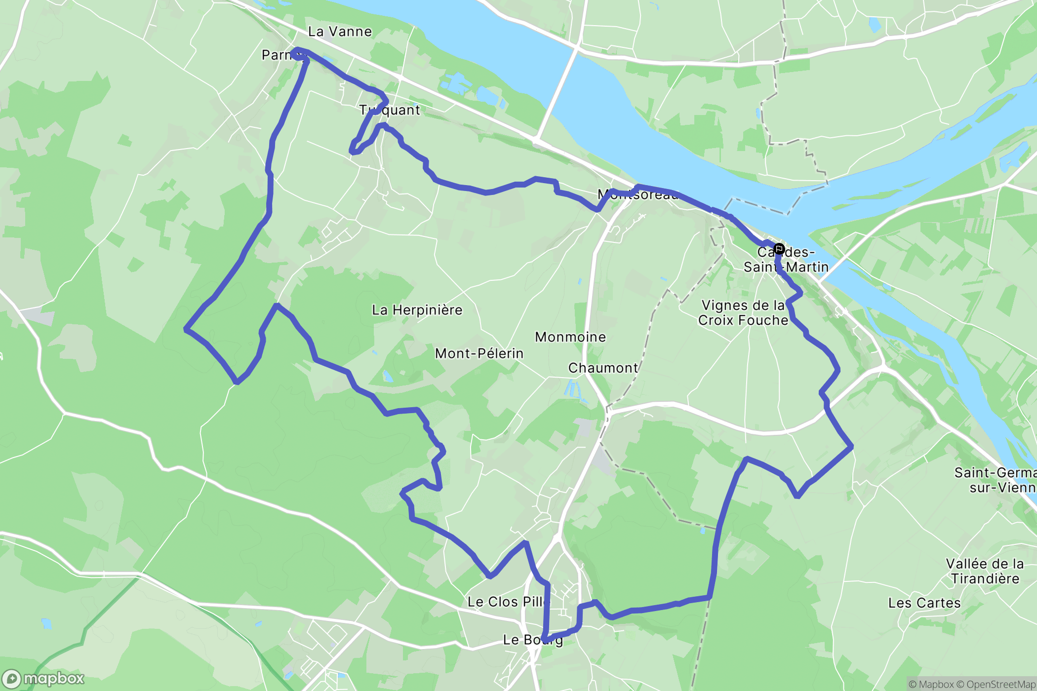 Candes-Saint-Martin : carte du parcours de randonnée - France
