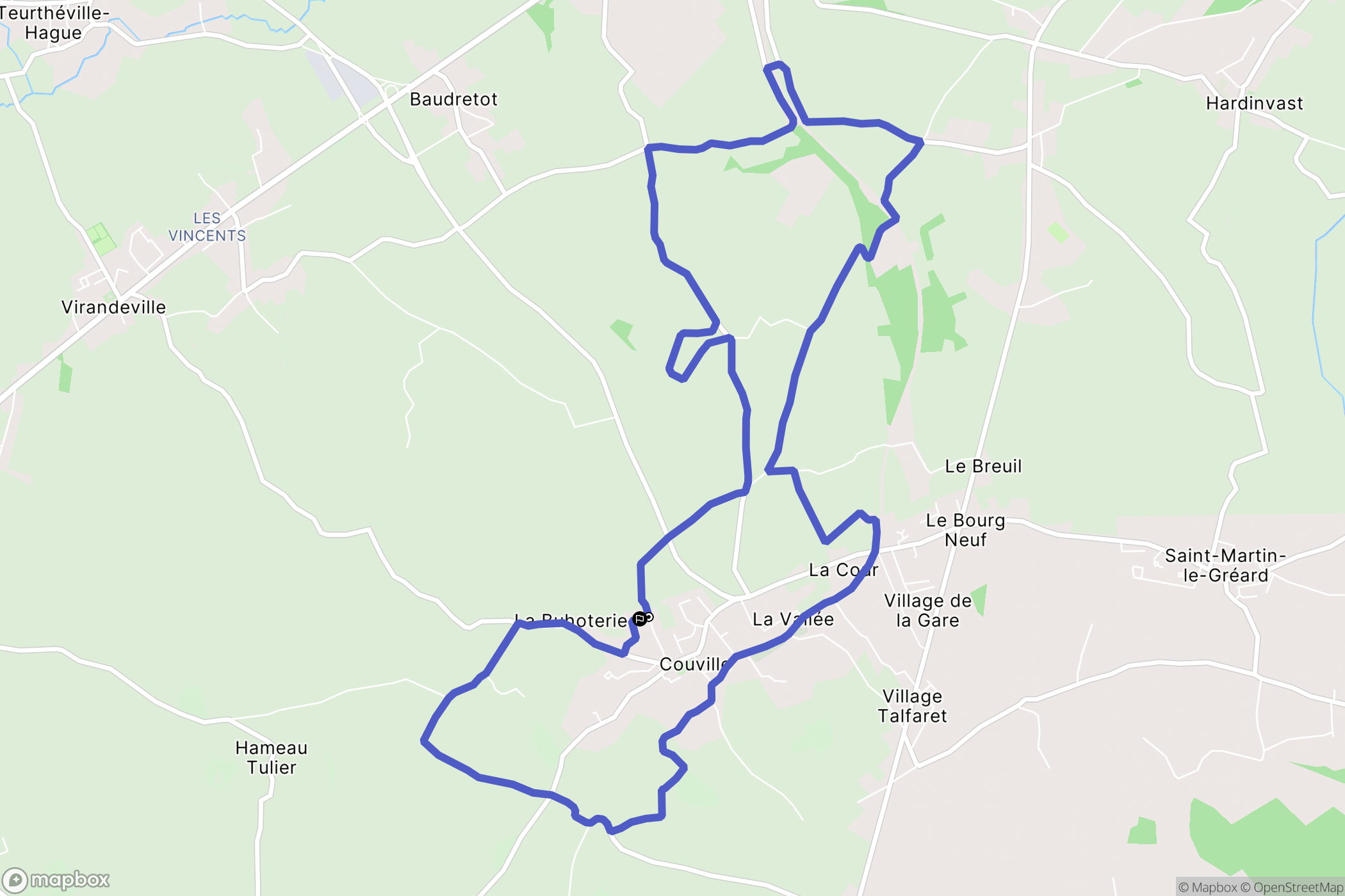 Couville : carte du parcours de randonnée - France