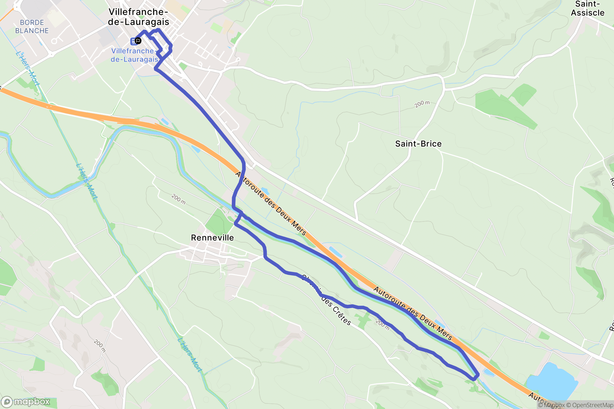 Villefranche-de-Lauragais : carte du parcours de randonnée - France