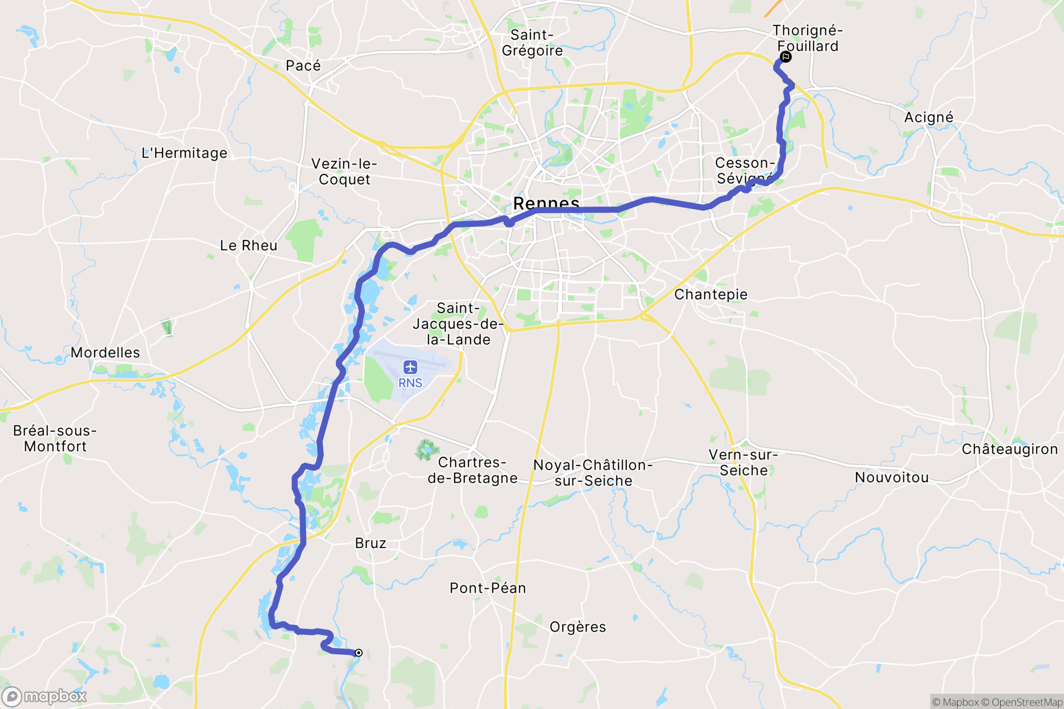 Bruz : carte du parcours de randonnée - France