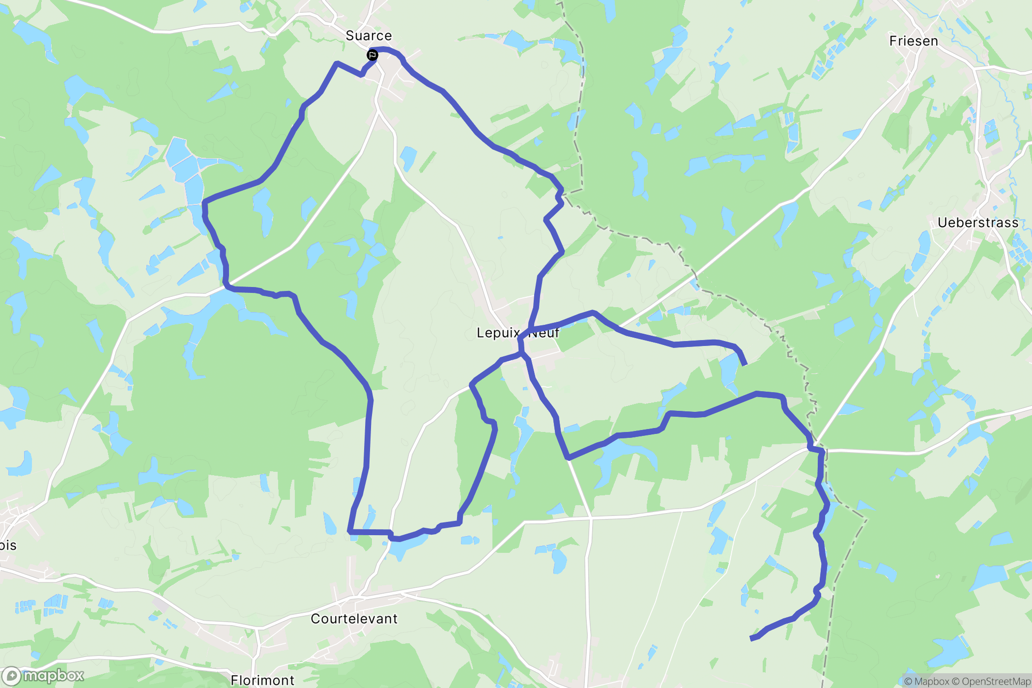 Suarce : carte du parcours de randonnée - France