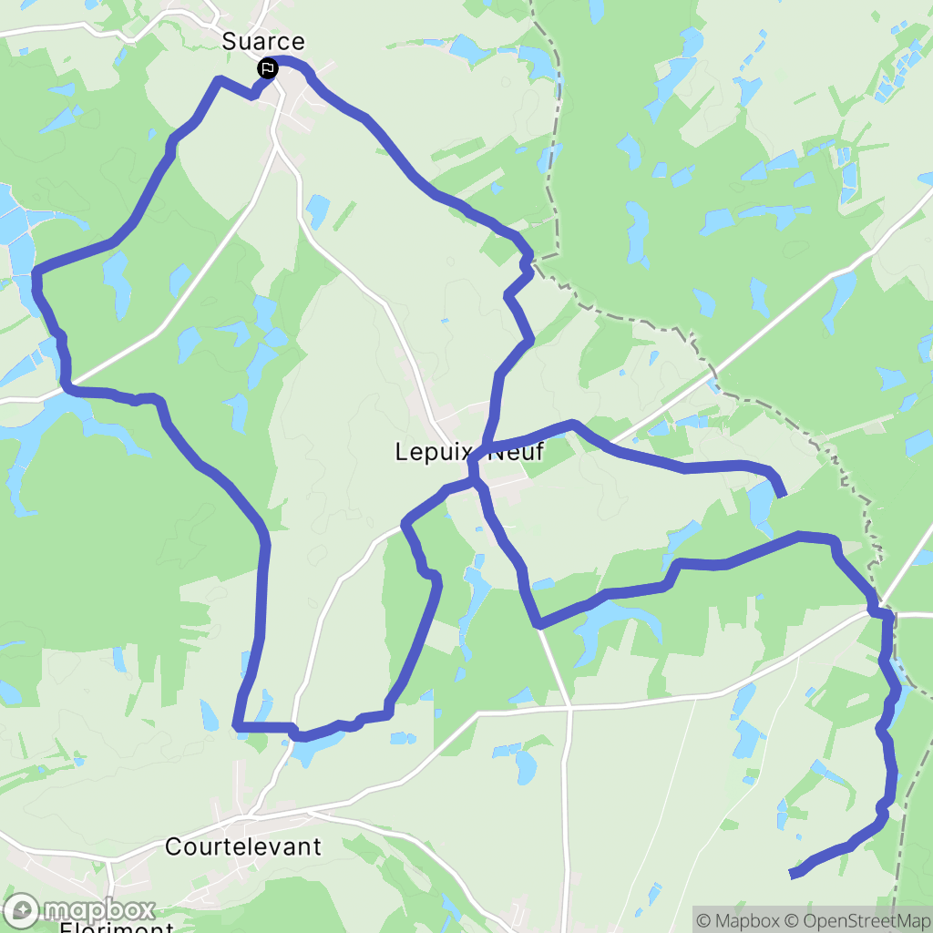 Suarce : carte du parcours de randonnée - France