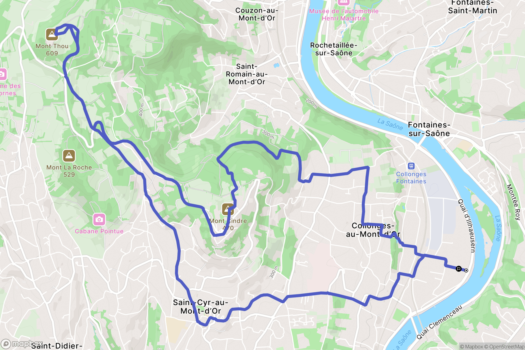 Collonges-au-Mont-d'Or : carte du parcours de randonnée - France