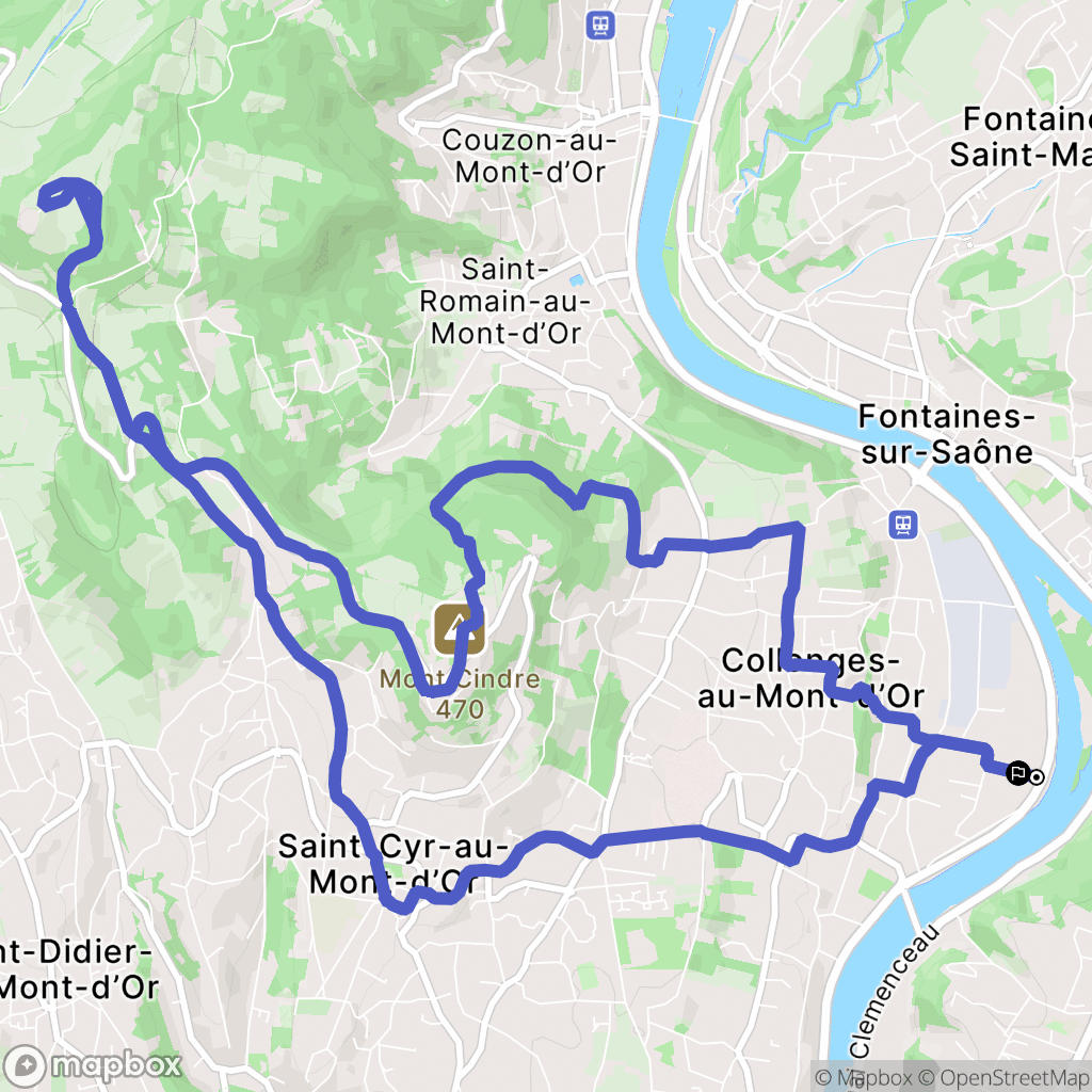 Collonges-au-Mont-d'Or : carte du parcours de randonnée - France